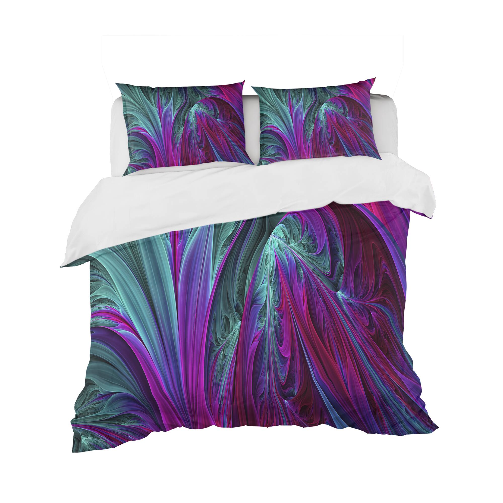 Designart 'Purple and Green Jungle' Modern & Contemporary Bedding Set - Duvet Cover & Shams
