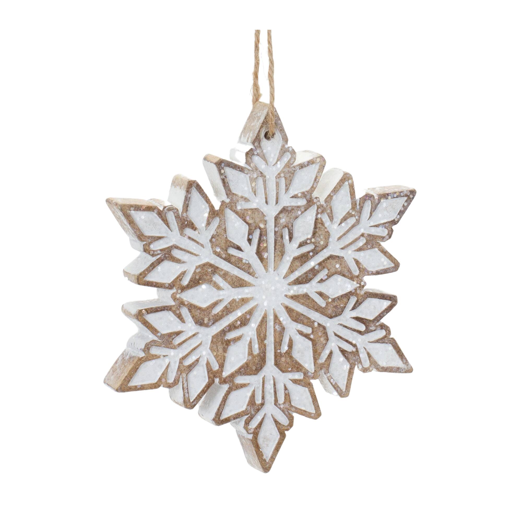 4.75&#x22; Glittered Snowflake Ornament Set
