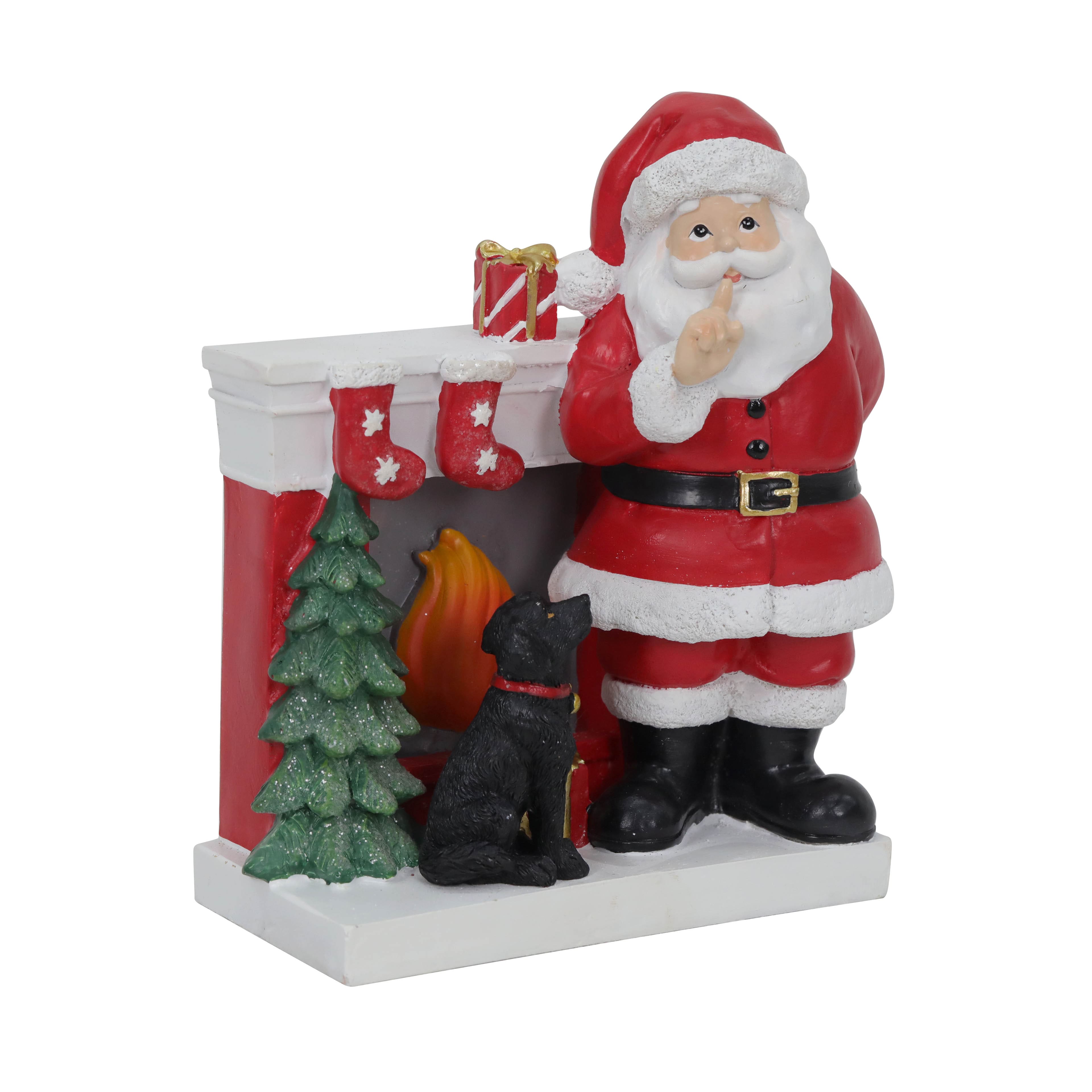 7.5&#x22; Santa &#x26; Black Lab with Fireplace Tabletop Figurine by Ashland&#xAE;