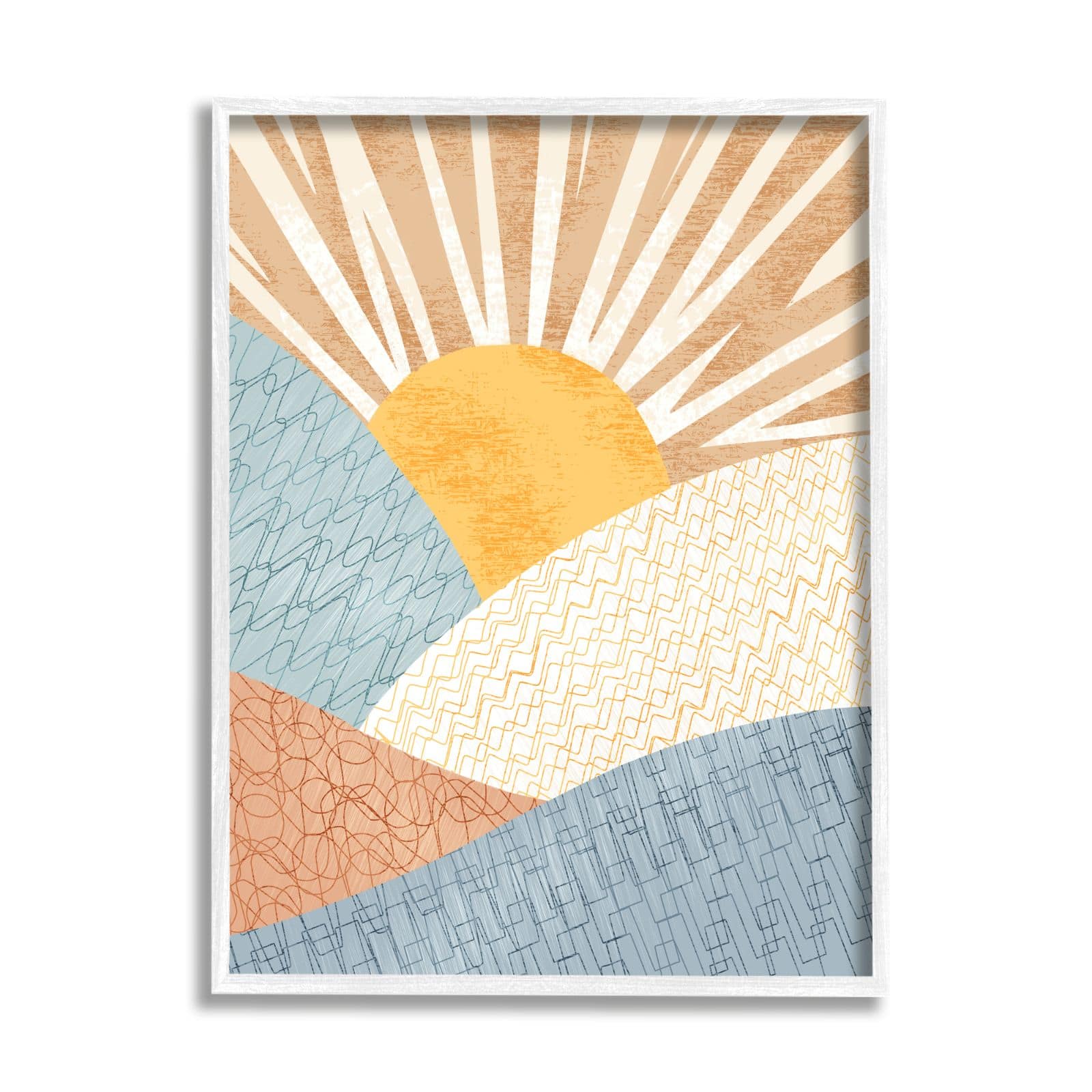 Stupell Industries Kids' Bold Sun Sunrise Rolling Hills Abstract Patterns Framed Wall Art