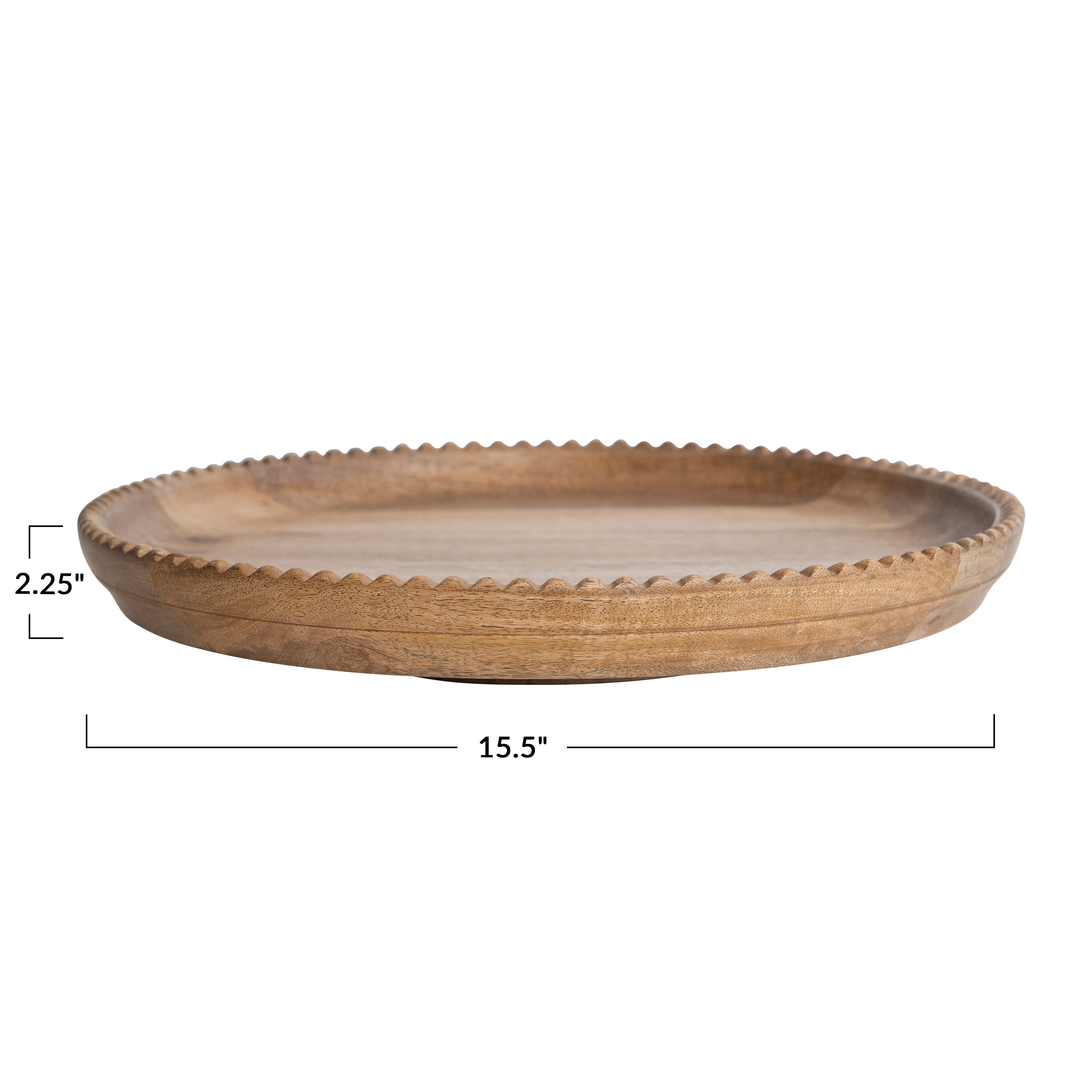 Hello Honey® 15.5" Natural Wood Lazy Susan with Carved Scalloped Edge