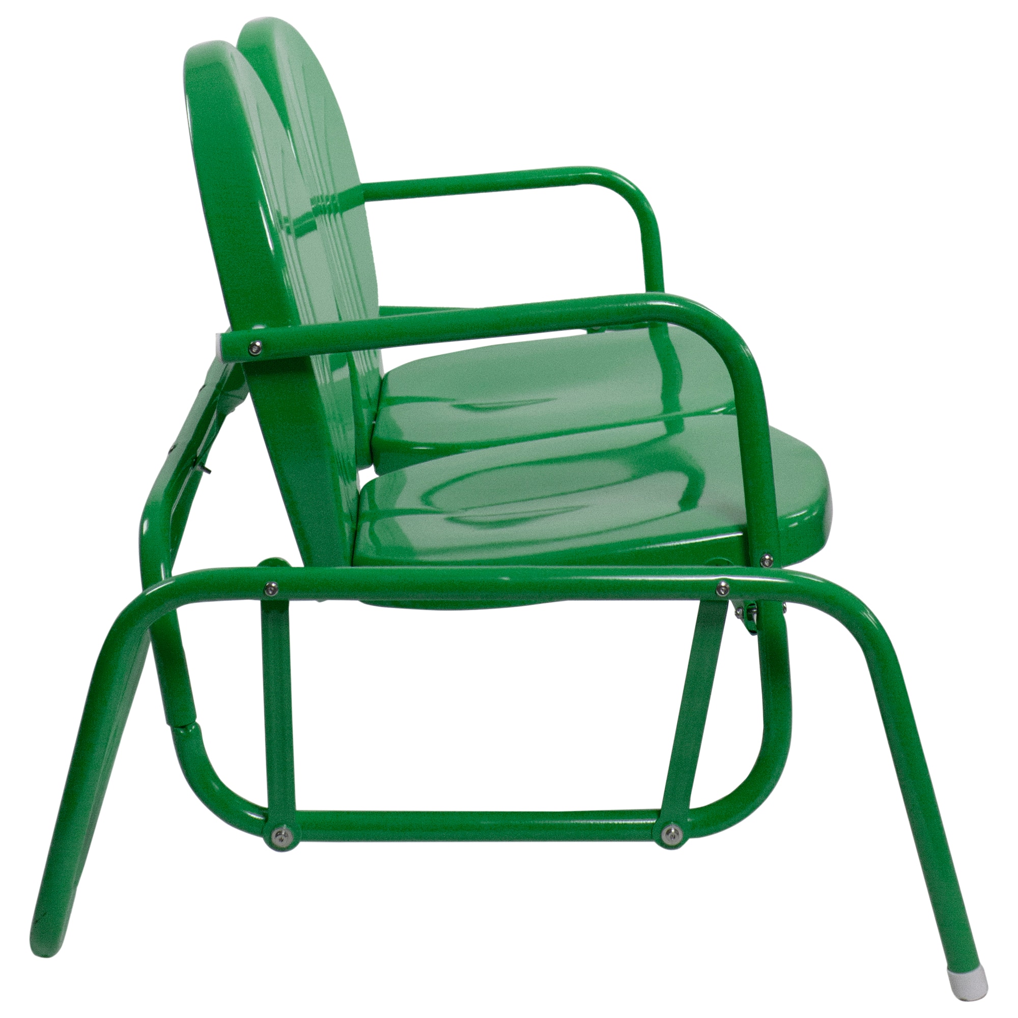 2-Person Outdoor Retro Metal Tulip Double Glider Patio Chair