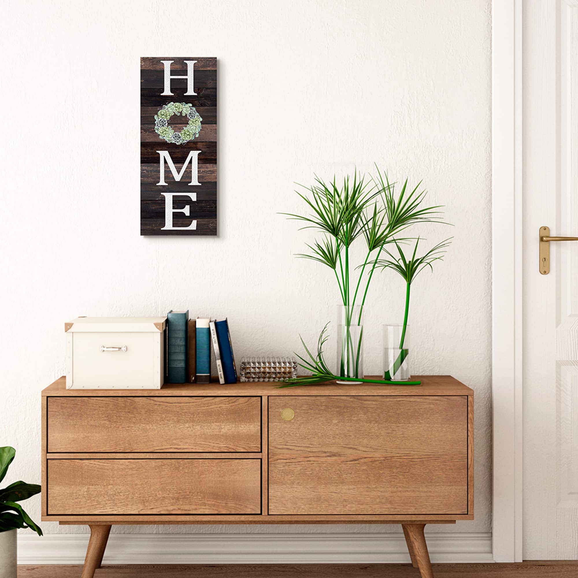 Stupell Industries Home Green Succulent Wreath Greeting Canvas Wall Art