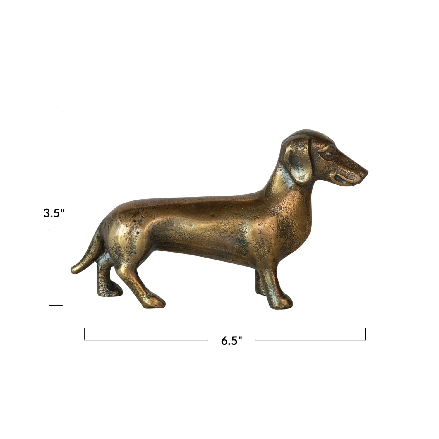 Hello Honey&#xAE; 6.5&#x22; Antique Brass Dachshund Cast Aluminum Tabletop D&#xE9;cor