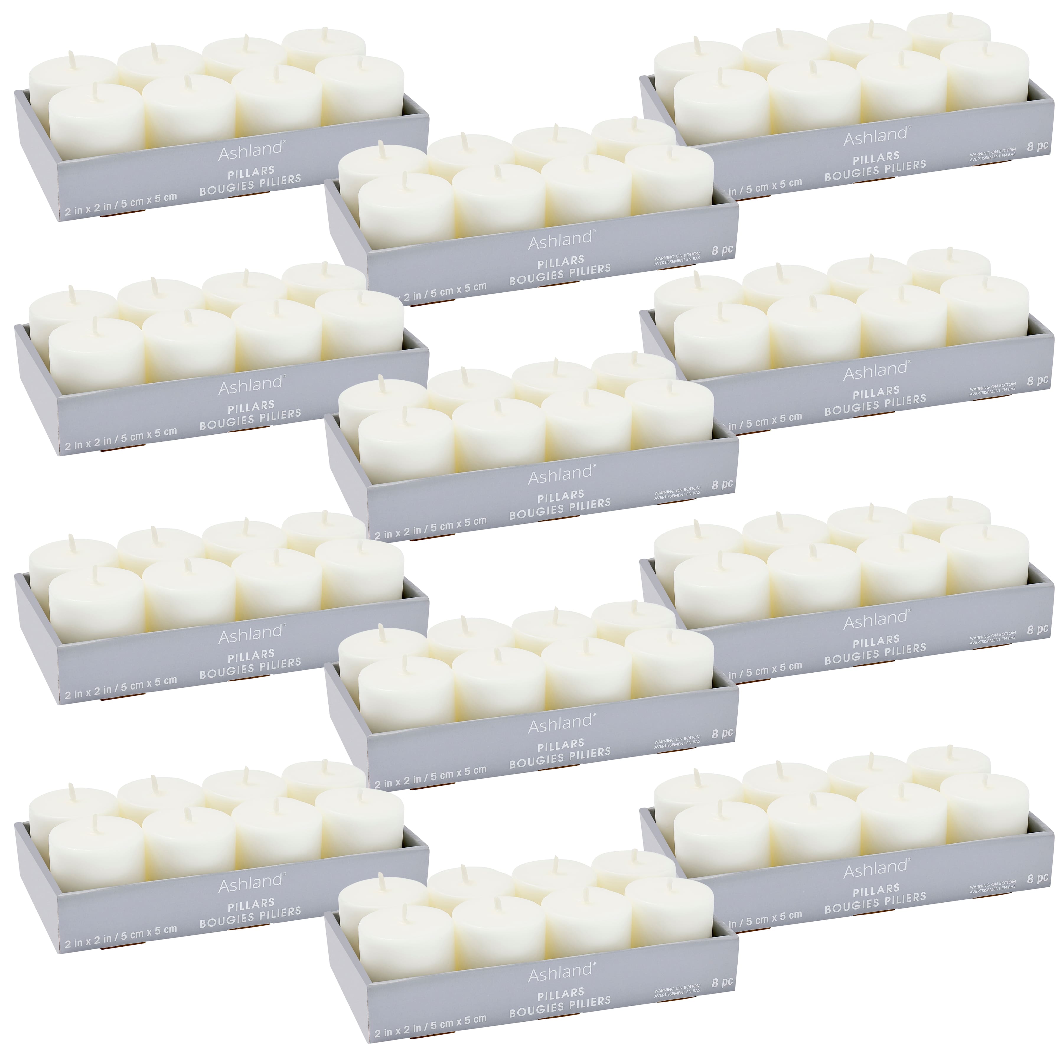 12 Packs: 8 ct. (96 total) Basic Elements™ White Pillar Candles Value Pack by Ashland®
