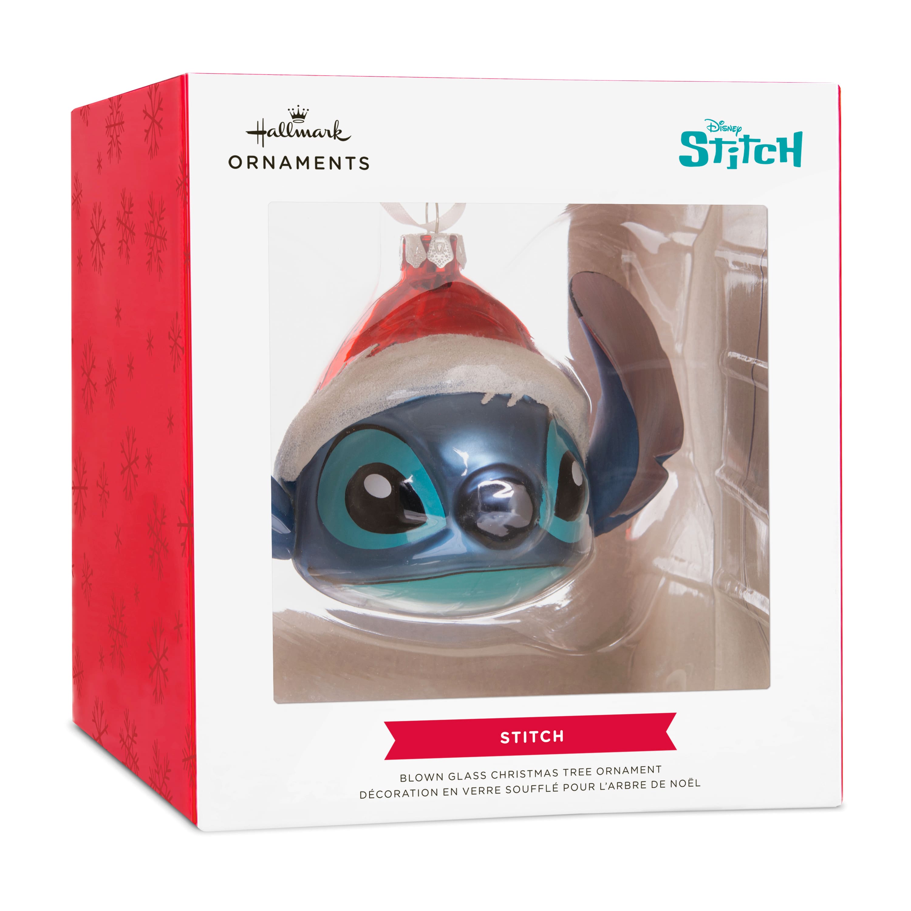 Hallmark Disney&#xAE; 4.75&#x22; Lilo &#x26; Stitch in Santa Hat Blown Glass Ornament