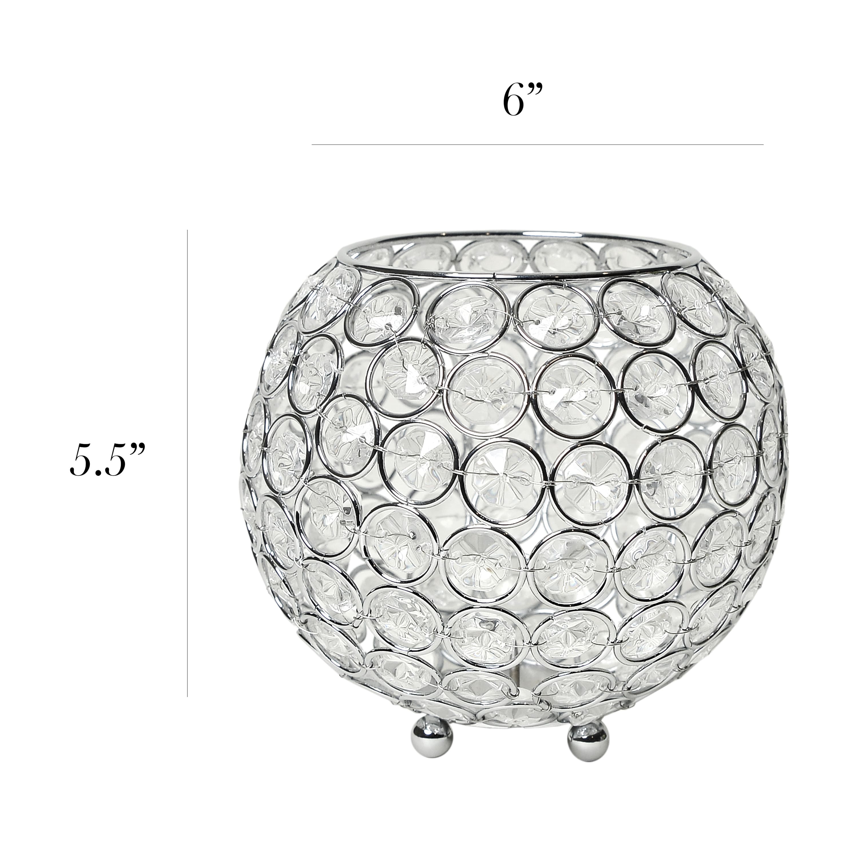 Elegant Designs&#x2122; Chrome Crystal Circular Bowl Candle Holder