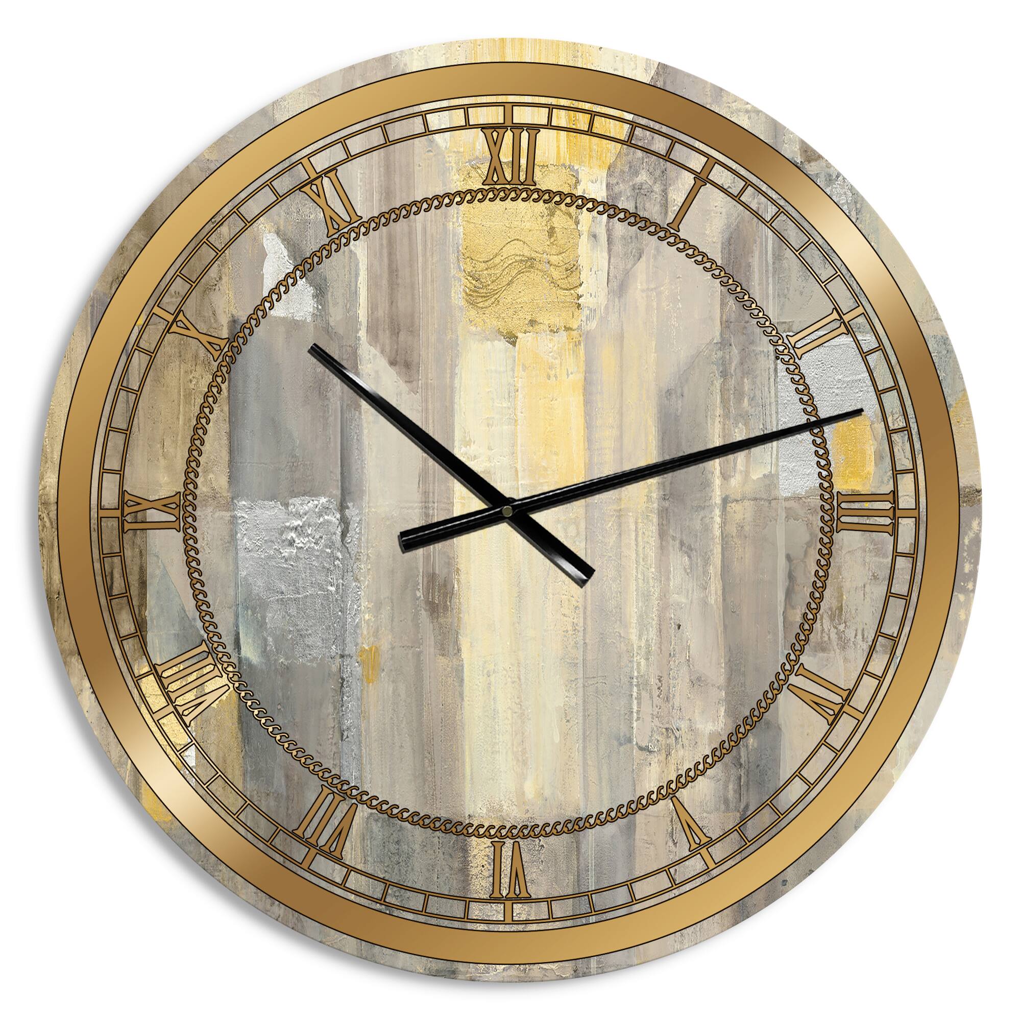 Designart 'Gold Square Watercolor Glam Wall Clock