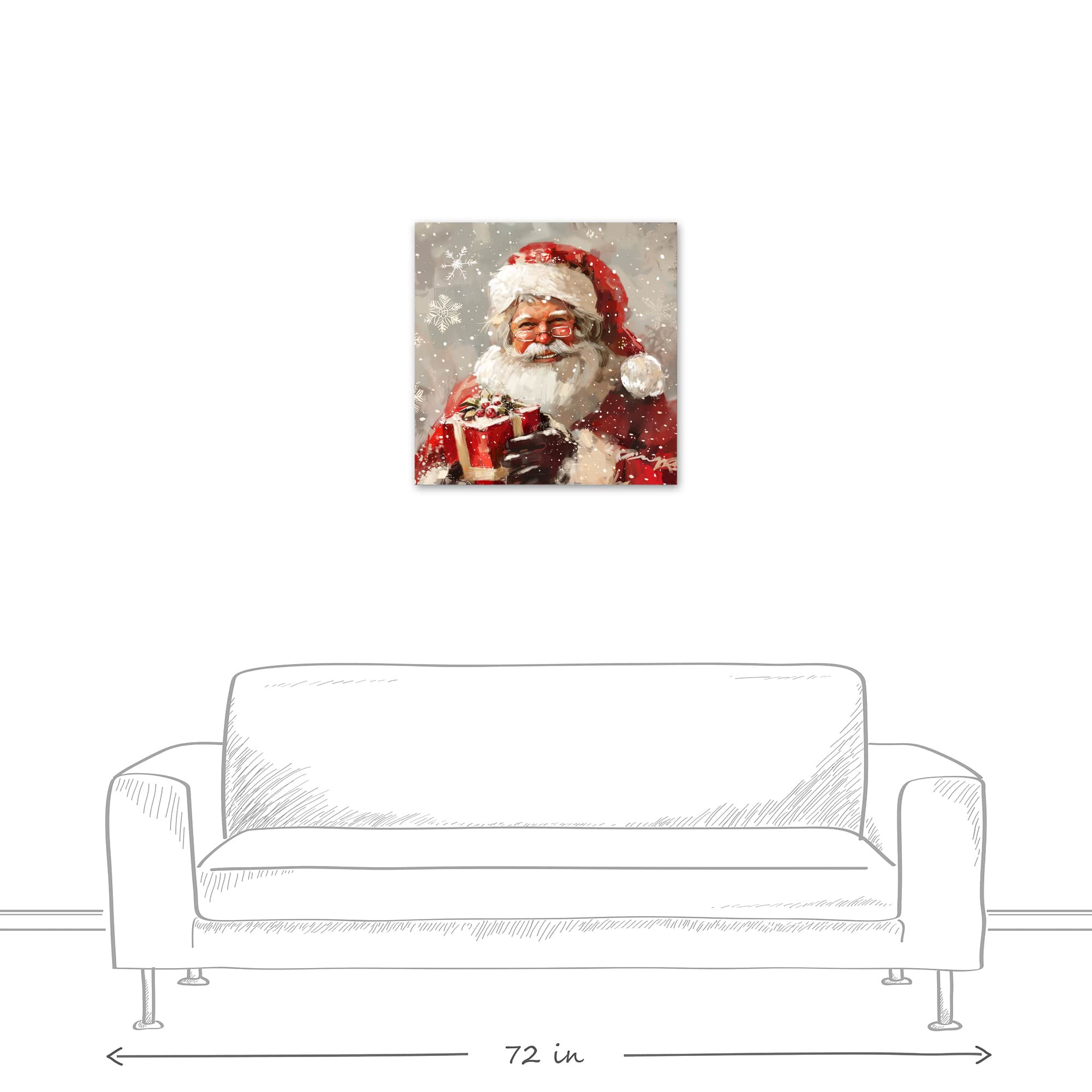 Happy Neutral Santa 24&#x22; x 24&#x22; Canvas Wall Art