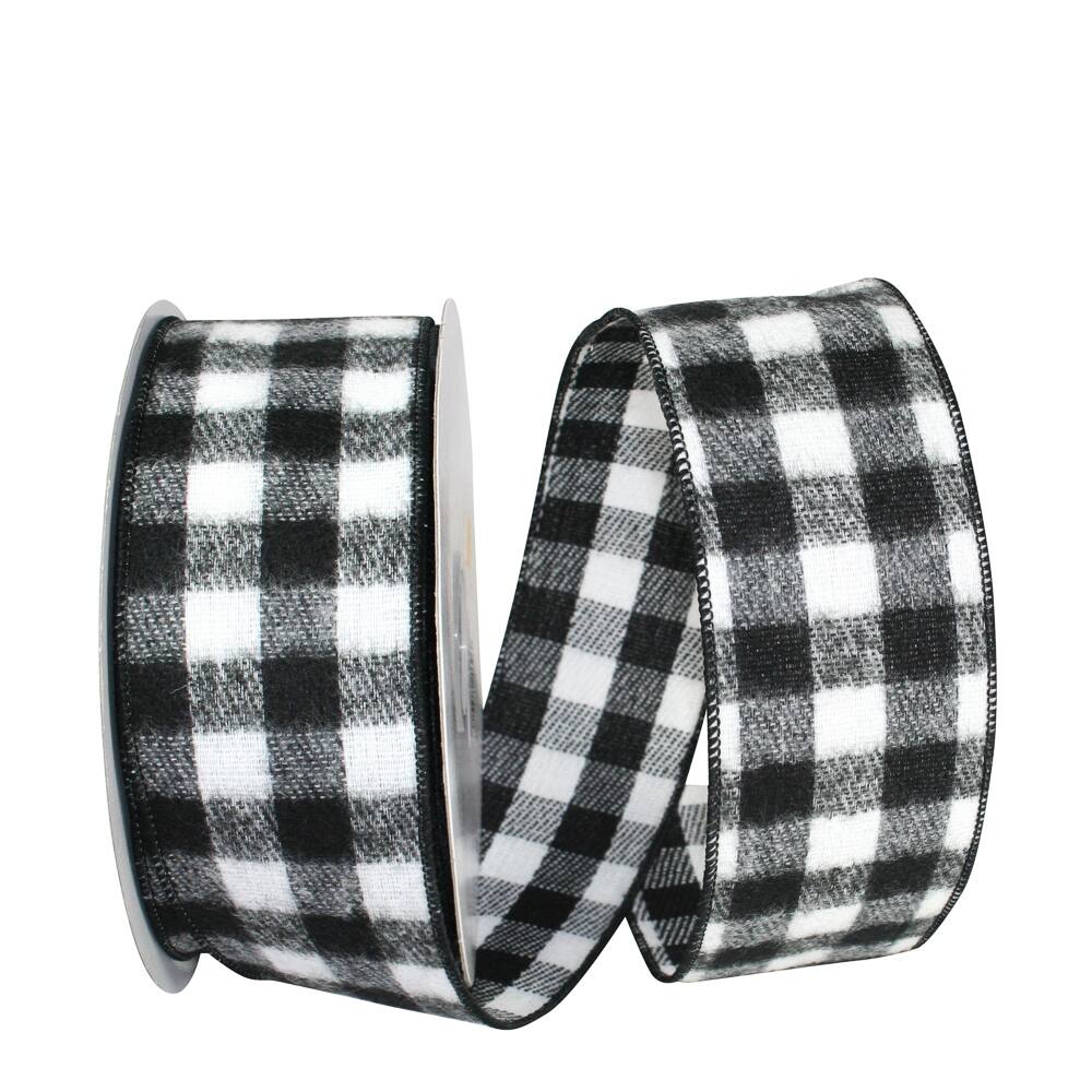 JAM Paper 2.5" x 20yd. Flannel Wired Edge Brushed Gingham Ribbon