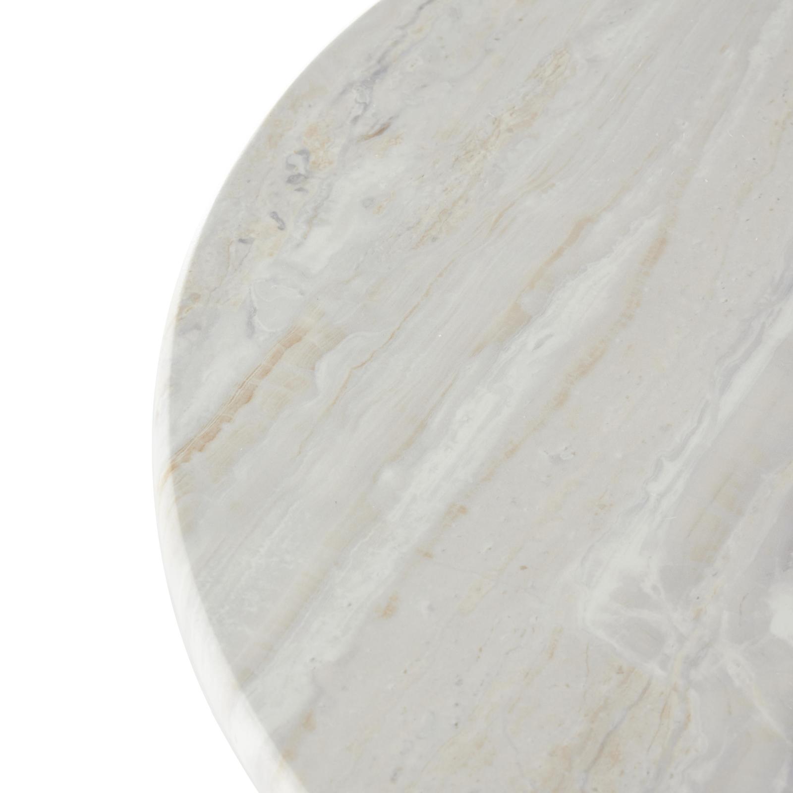 21.5" Black Metal Pedestal Accent Table with Faux White Marble Top