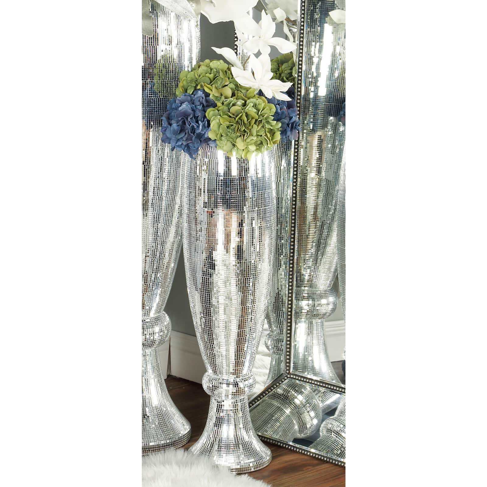 33" Silver Polystone Glam Vase