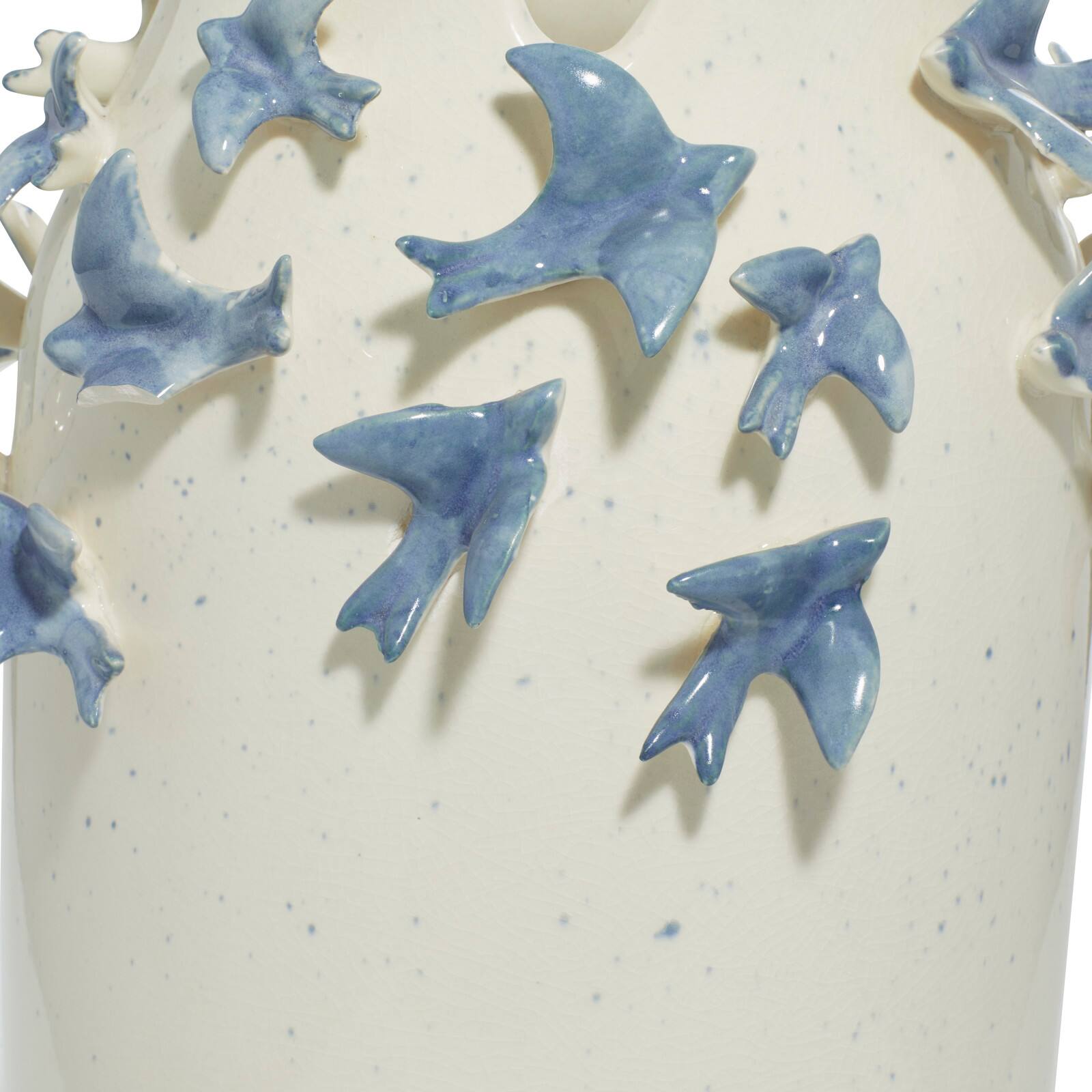 White Ceramic Coastal Vase, 18" x 11" x 11"