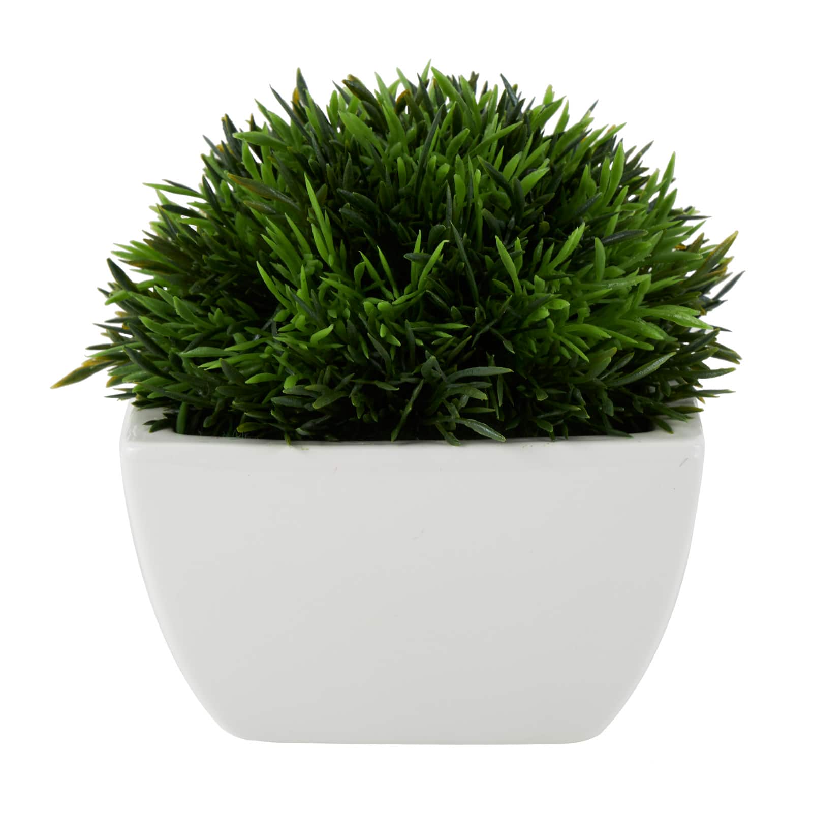 7&#x22; Green Foliage Artificial Plant with White Ceramic Pot