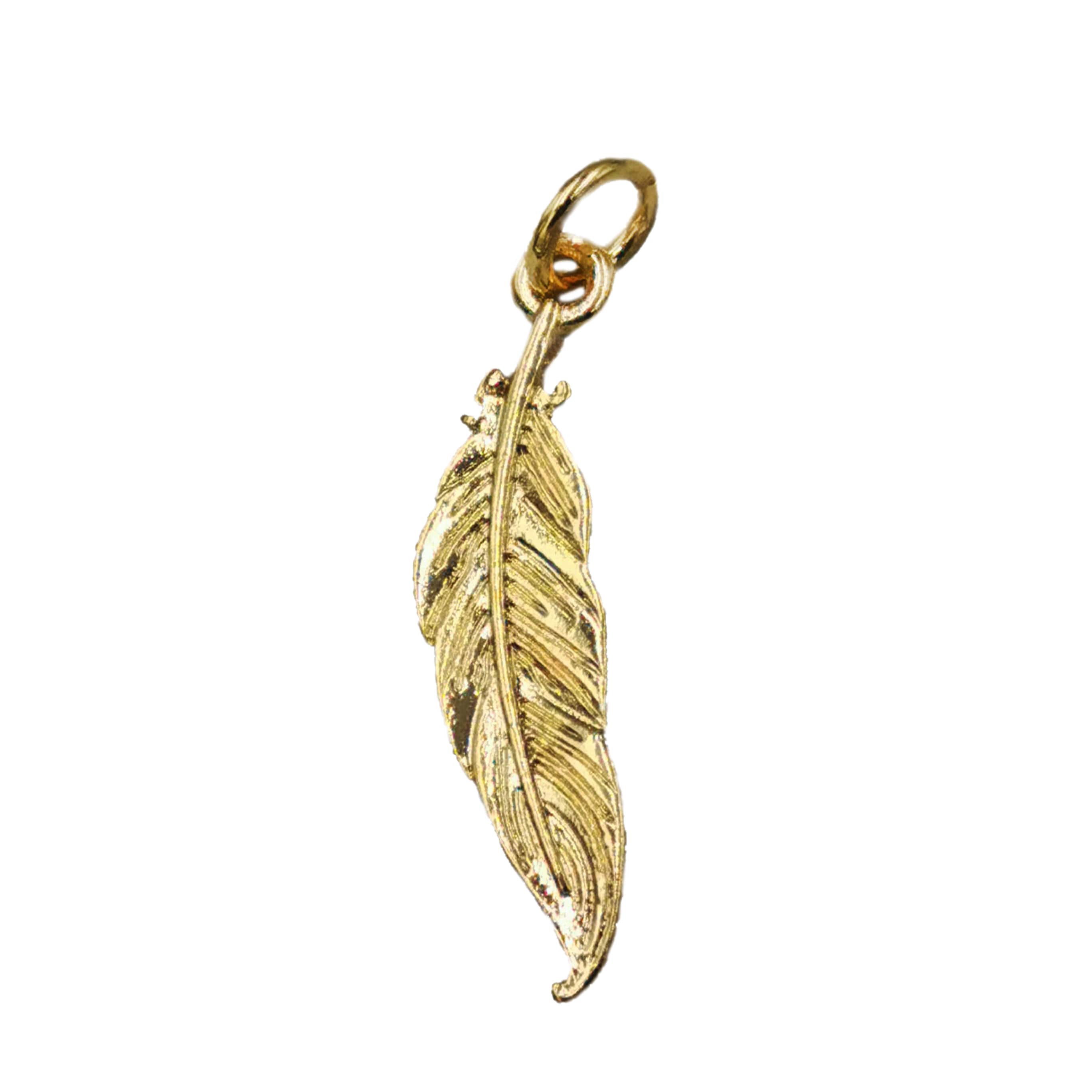 Breloque de plume pavée plaquée or 14 K Charmalong de Bead Landing
