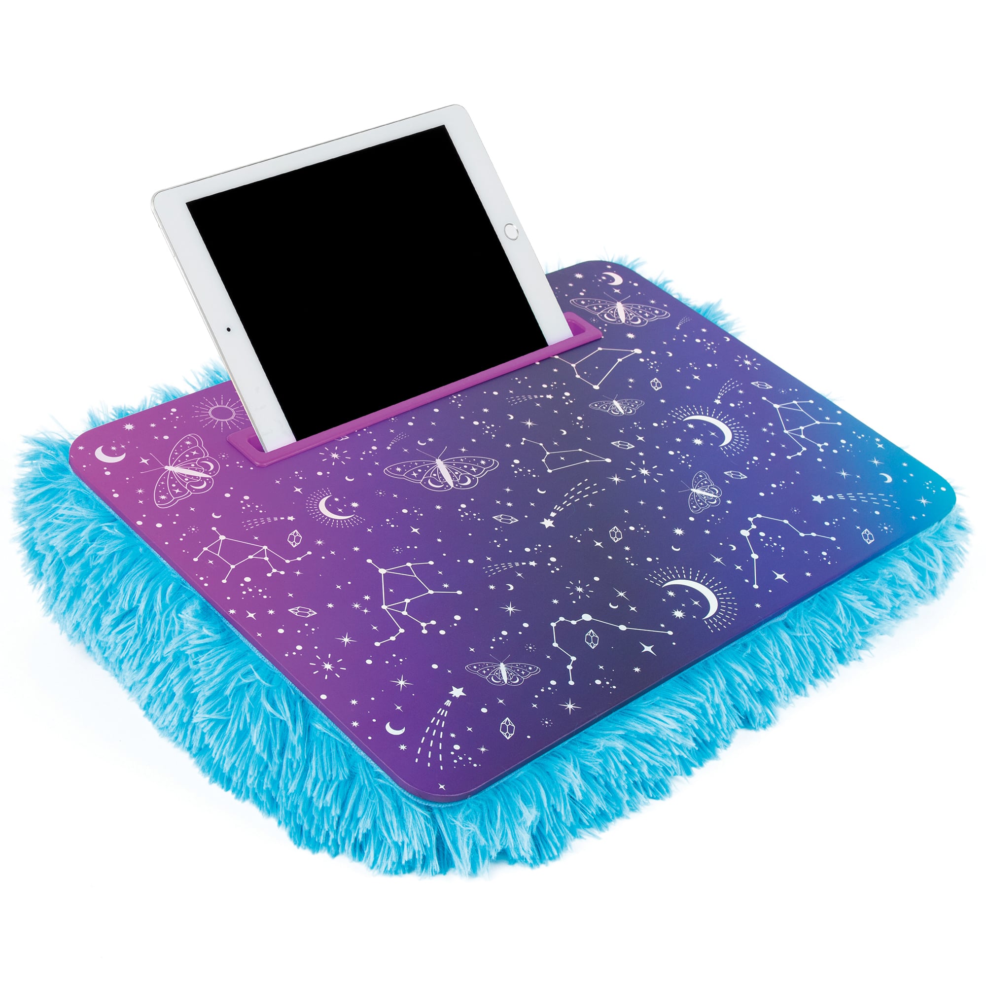 Make It Real&#x2122; 3C4G 12&#x22; x 17&#x22; Purple &#x26; Teal Celestial Deluxe Fur Lap Desk