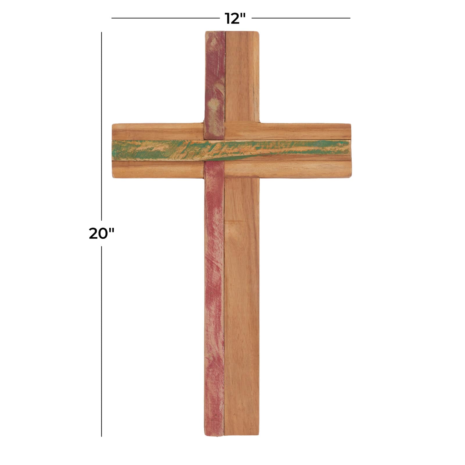 Brown Wood Industrial Cross Wall Decor, 20" x 12" x 2"