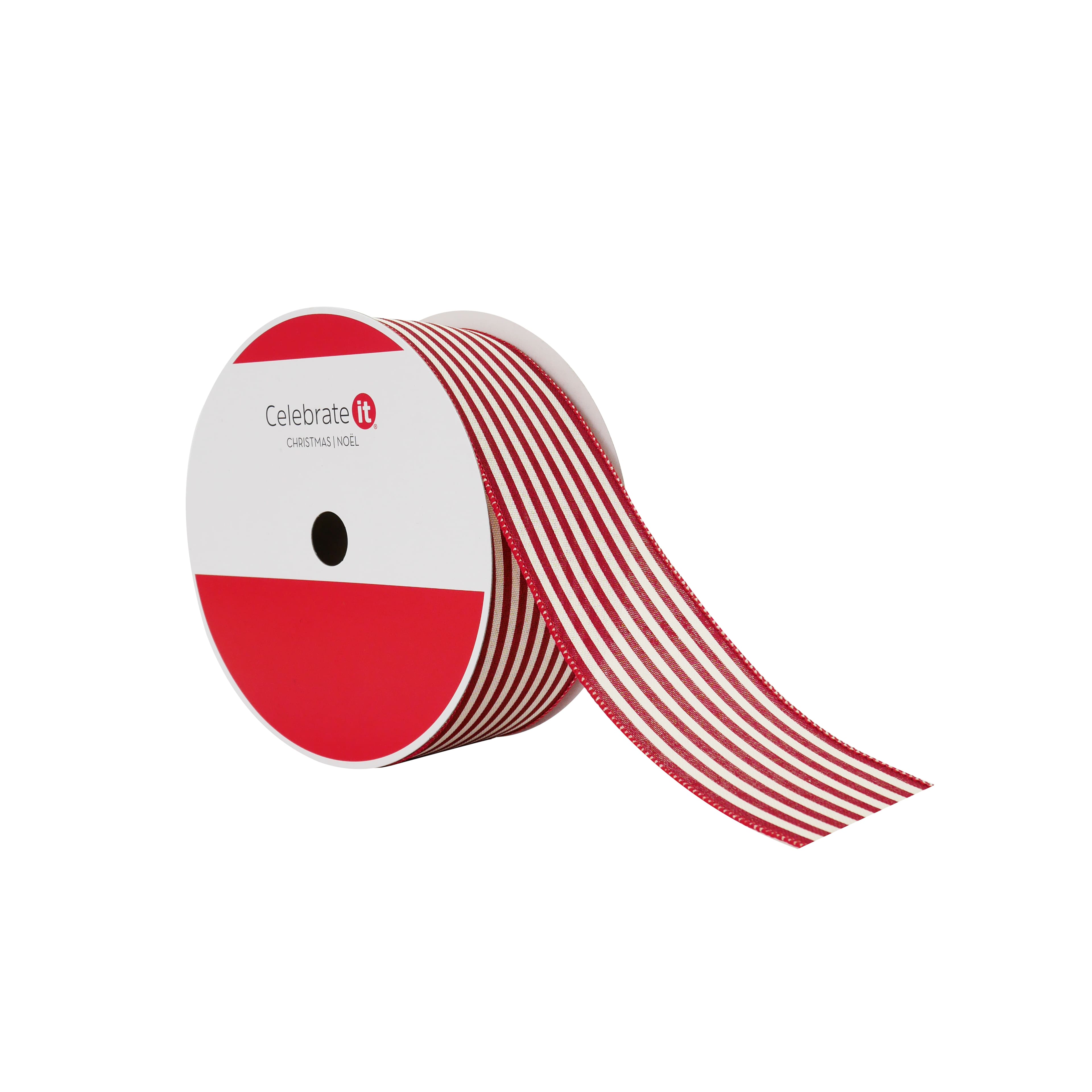 2.5&#x22; x 80ft. Red Ticking Wired Jumbo Ribbon by Celebrate It&#xAE;