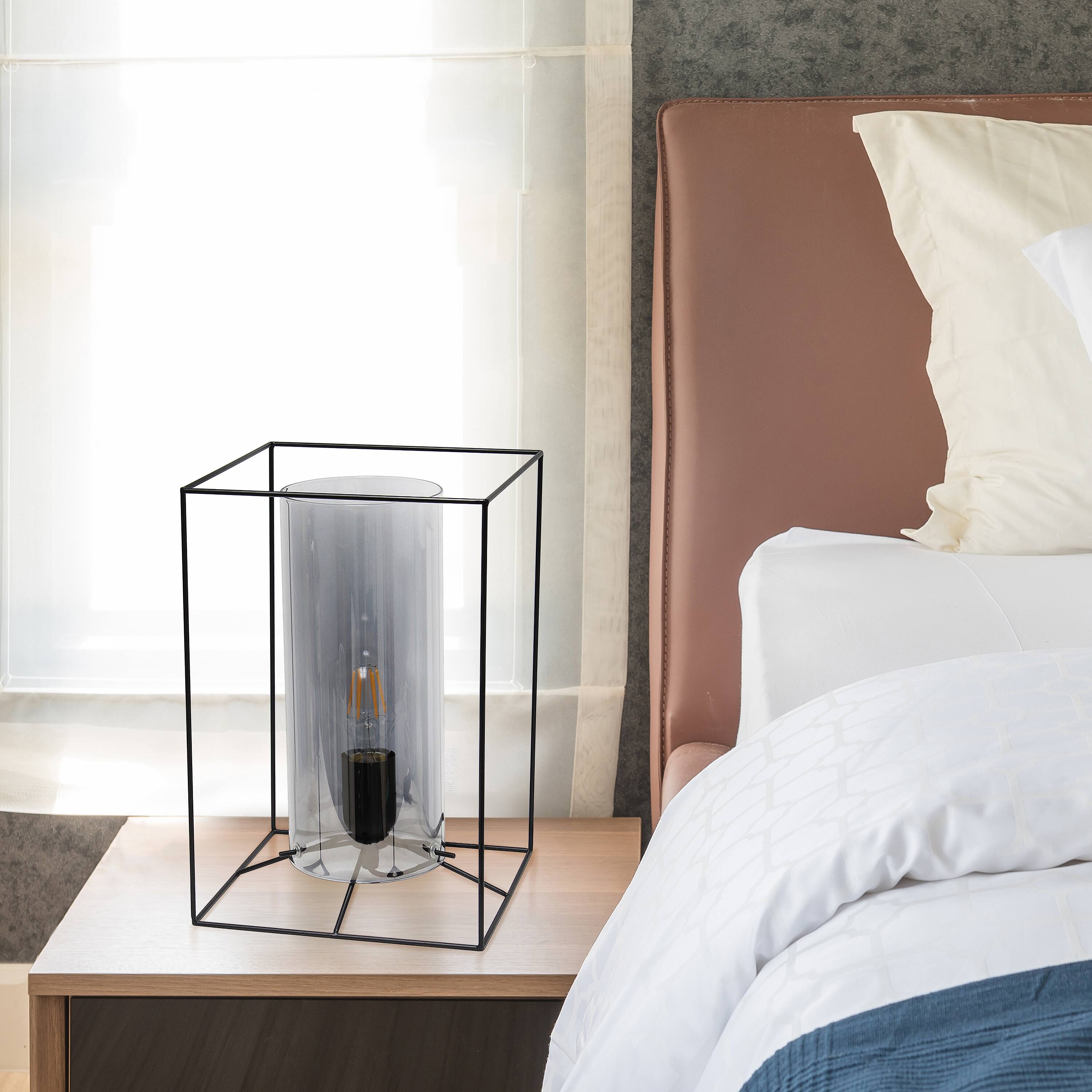 Lalia Home Black Framed Table Lamp with Cylinder Glass Shade