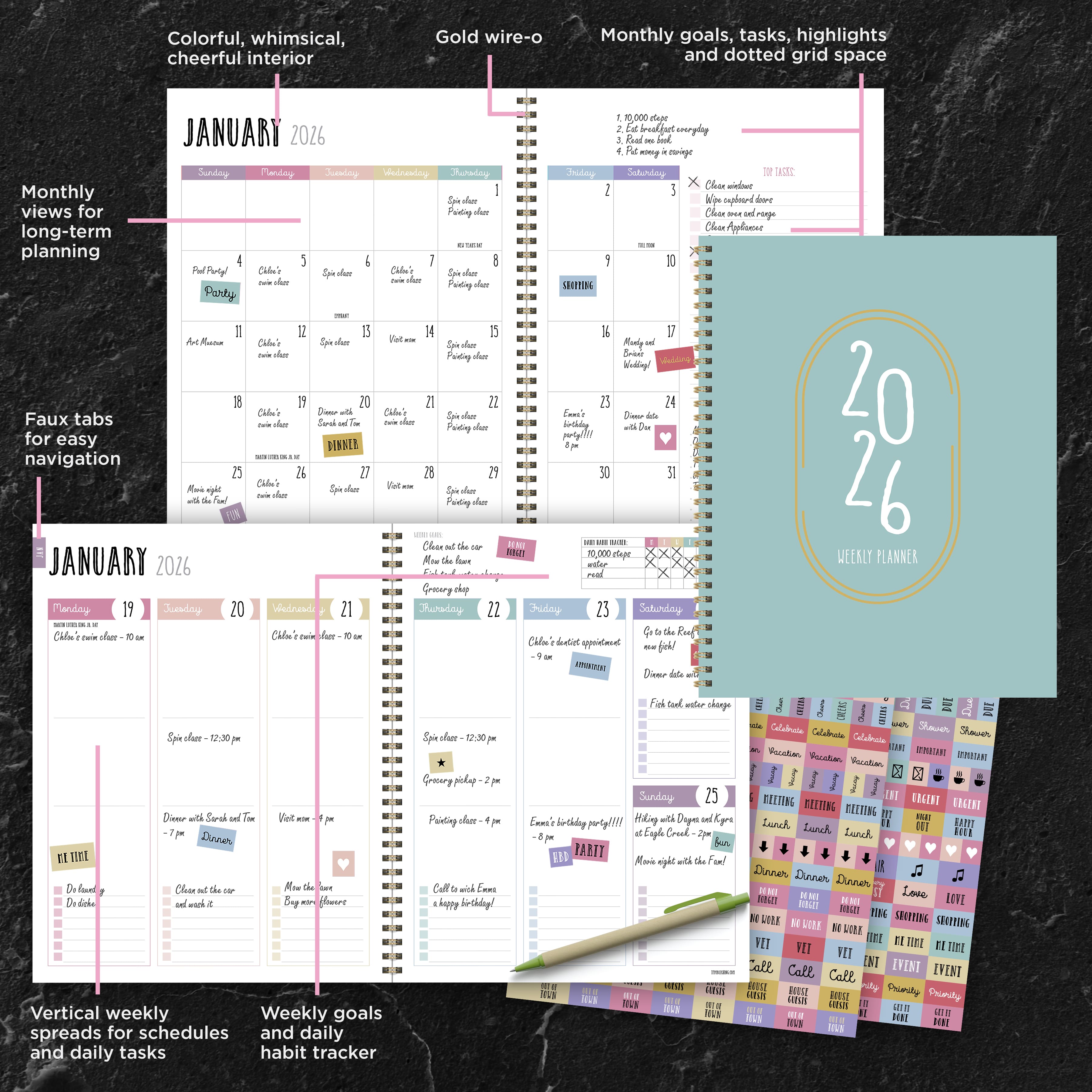 2026 Robin's Egg Large Weekly Monthly Planner