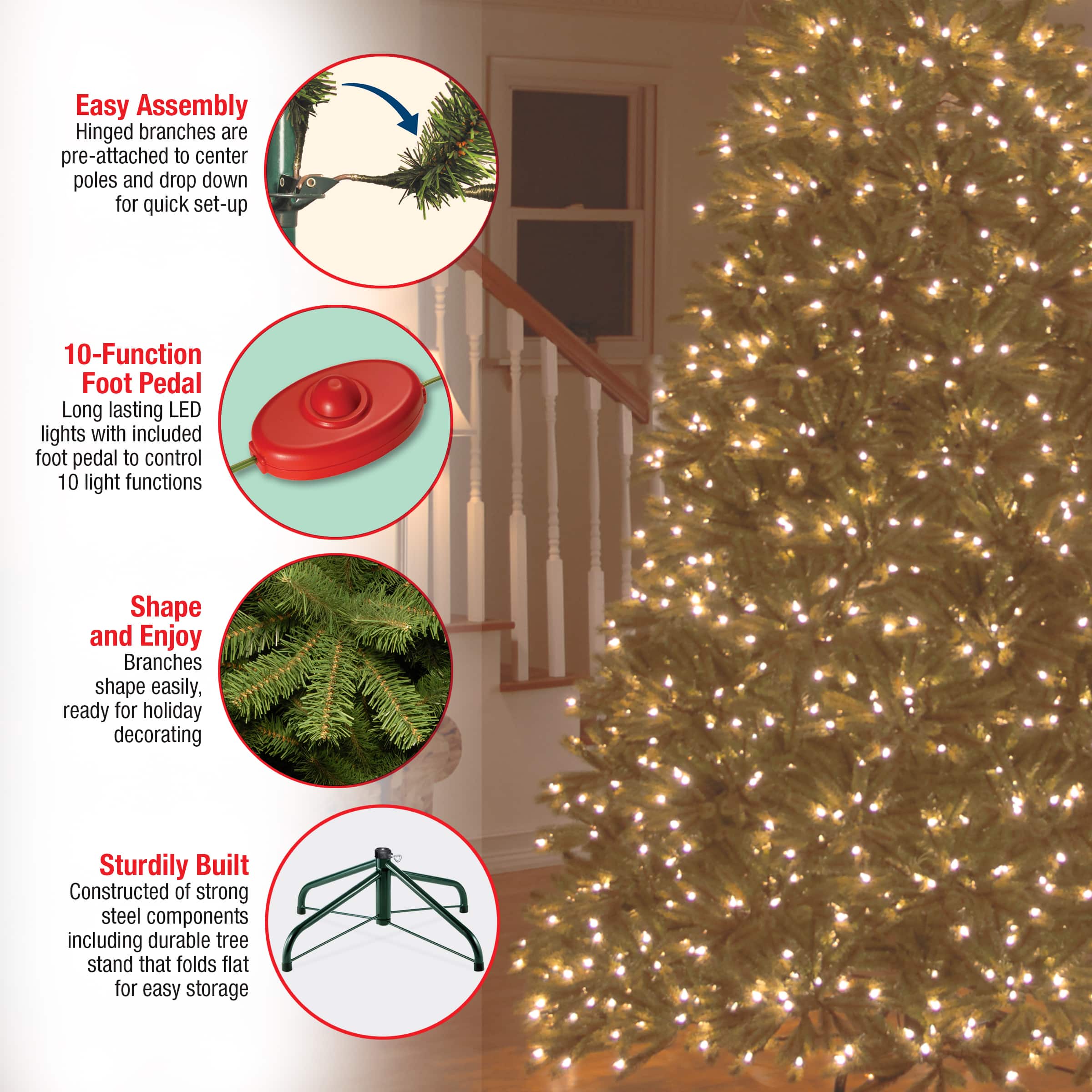6.5ft. Pre-Lit Jersey Fraser Fir Artificial Christmas Tree, Dual Color® LED Lights