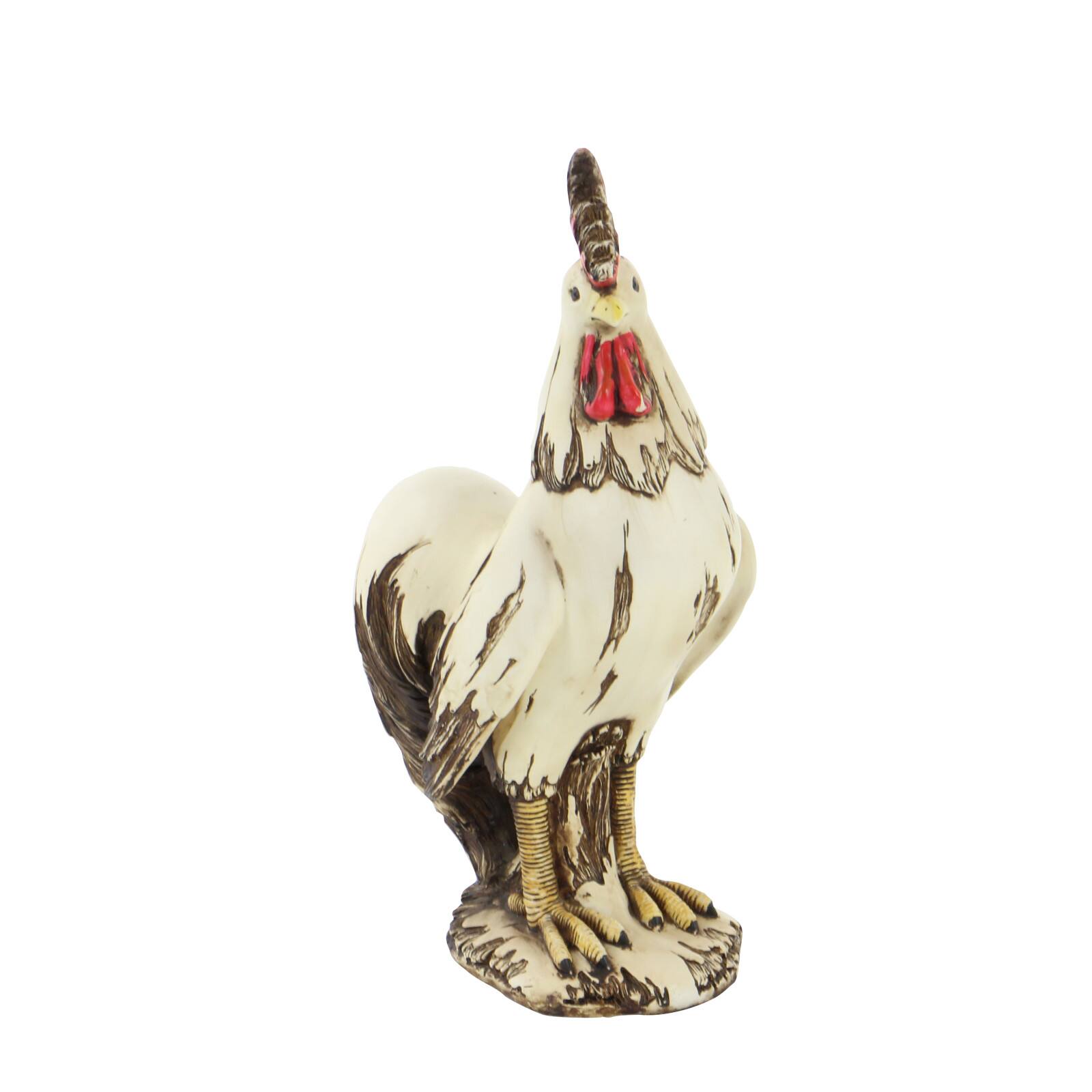 15&#x22; White Rooster Garden Sculpture