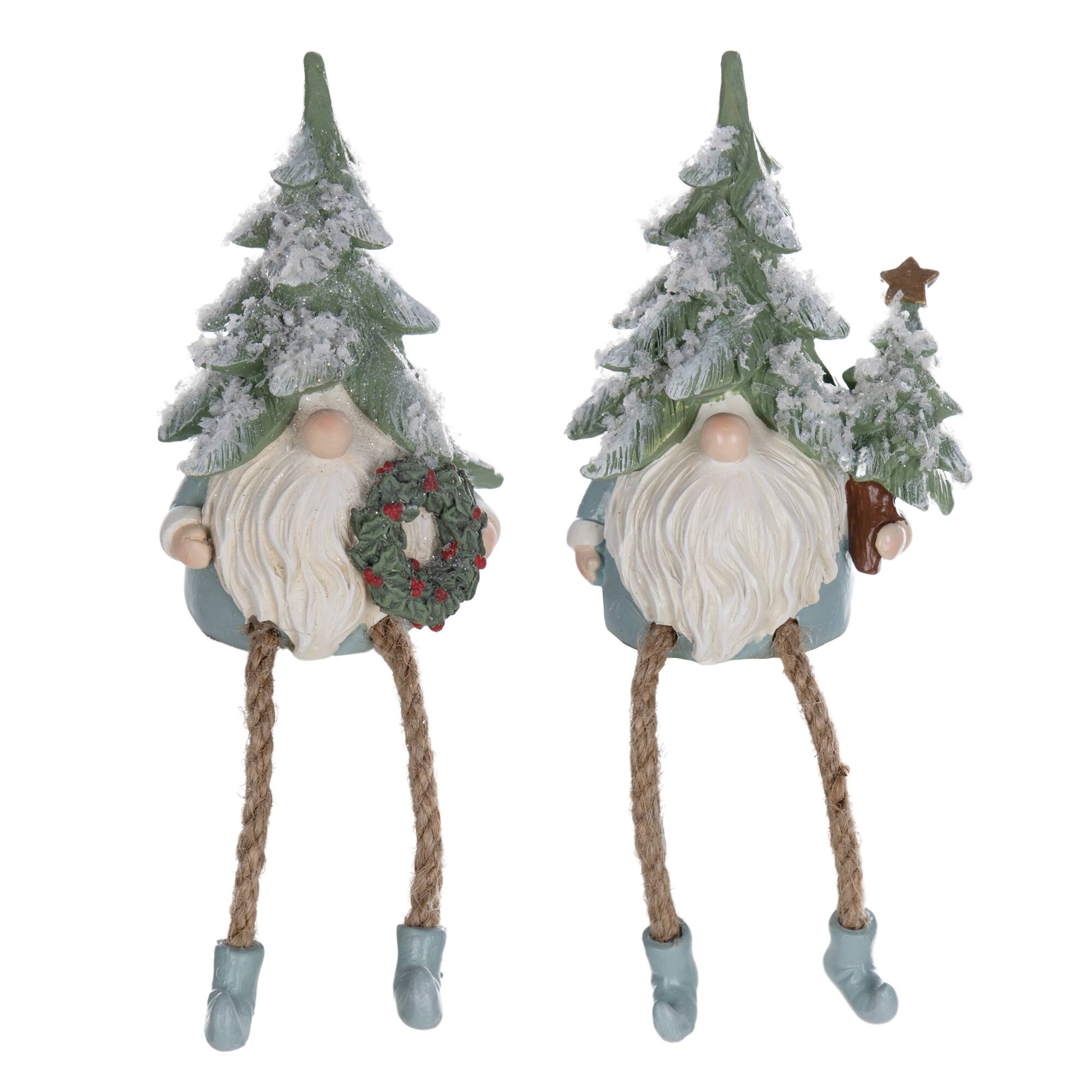 5.5&#x22; Pine Tree Gnome Shelf Sitter Figurine Set