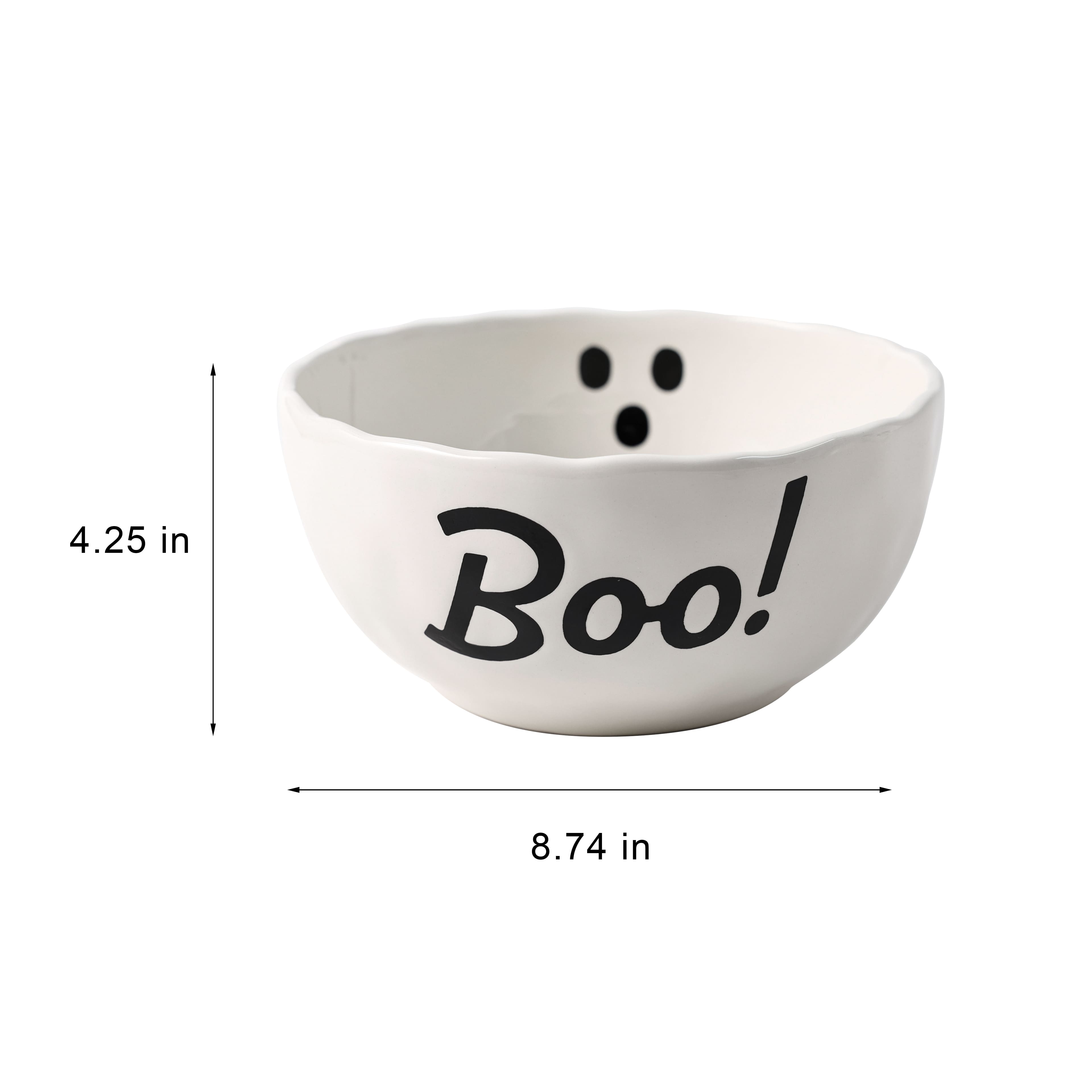 8.75&#x22; White Ghost Ceramic Bowl by Makery&#x2122;
