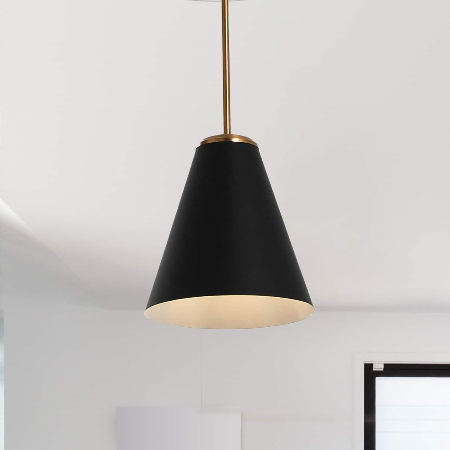 Hello Honey® Robert Stevenson Lighting Beckett Black & Brushed Gold Metal Ceiling Light with Shade