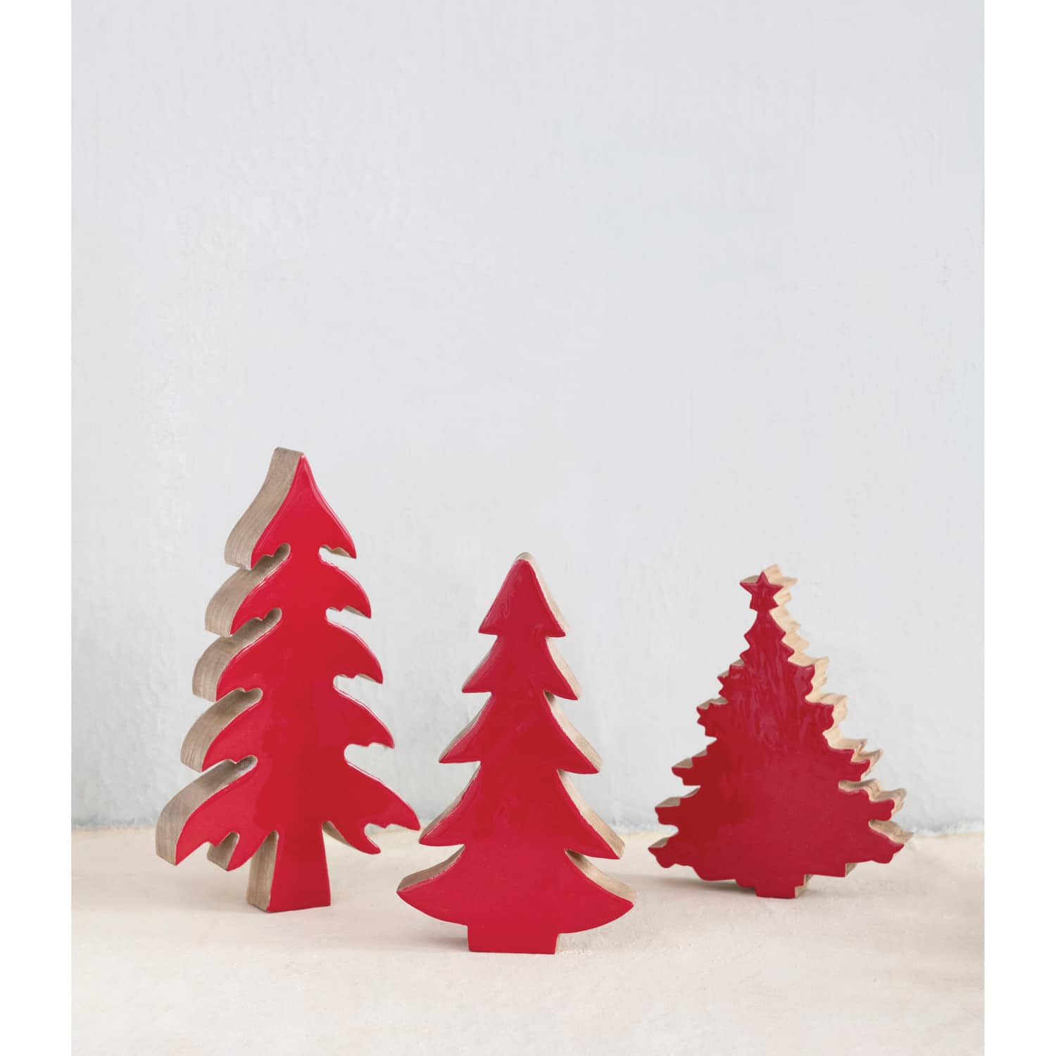 Hello Honey® 9.5" Red Enameled Mango Wood Christmas Tree Décor