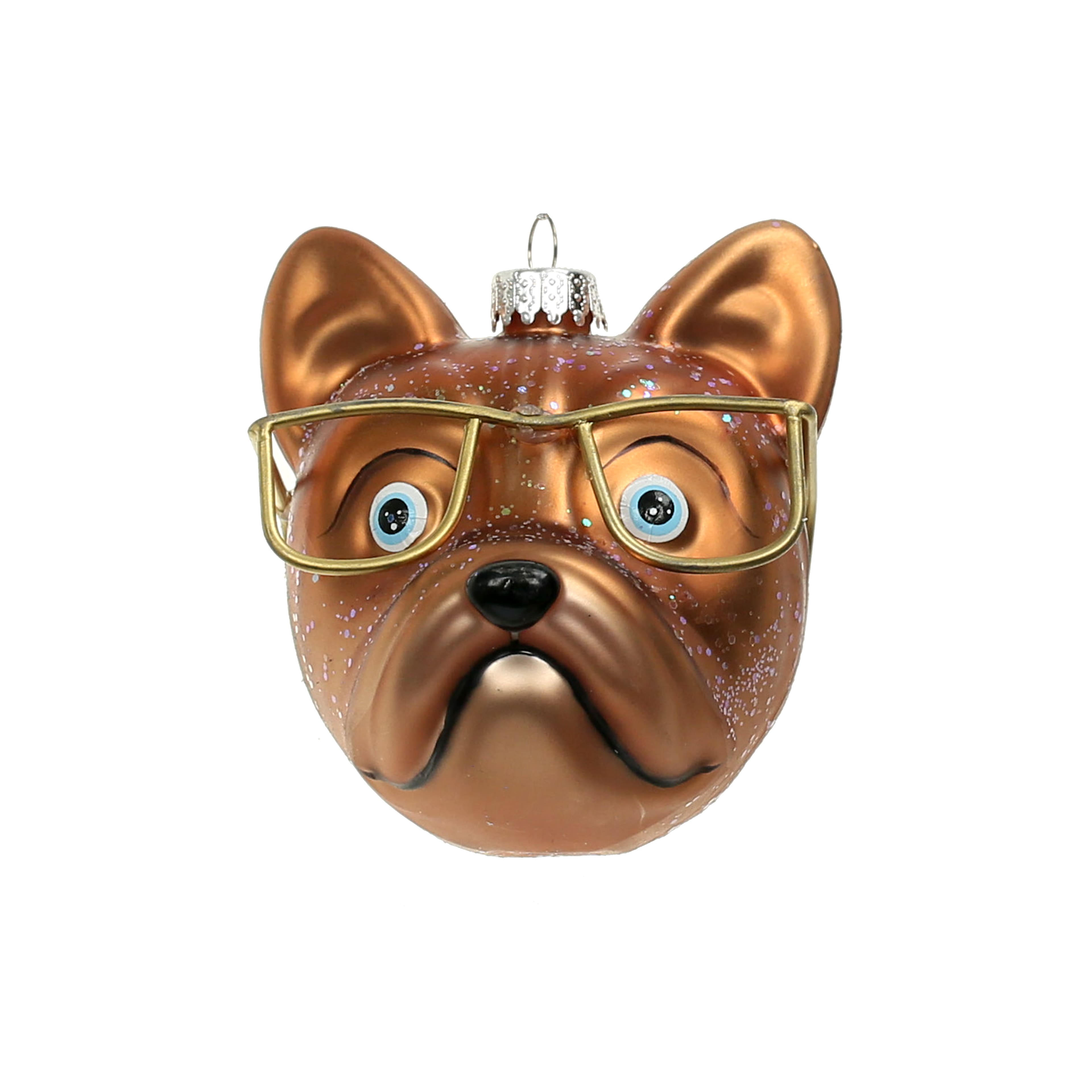 3.25&#x22; Brown Bulldog with Glasses Glass Ornament by Ashland&#xAE;