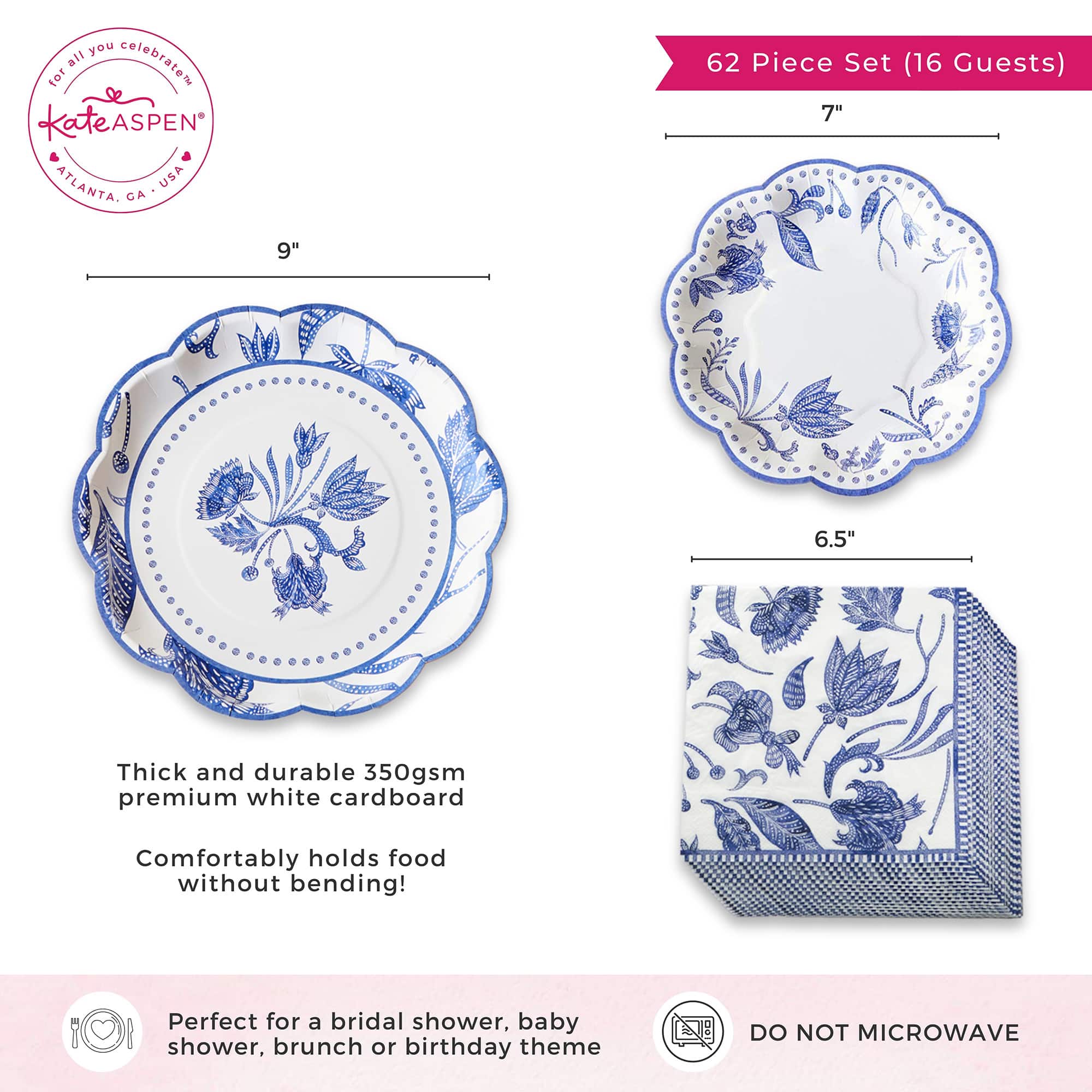 Kate Aspen® Blue Willow Party Tableware Set