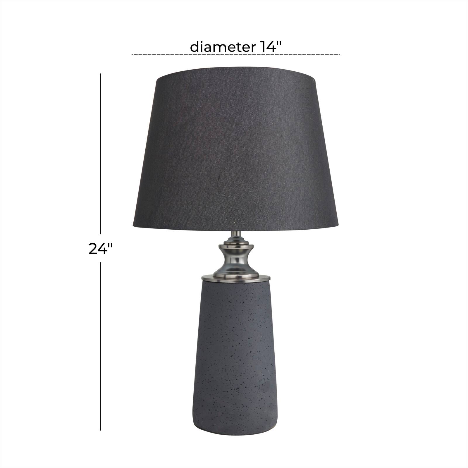 Black Cement Modern Table Lamp, 24" x 14" x 14"