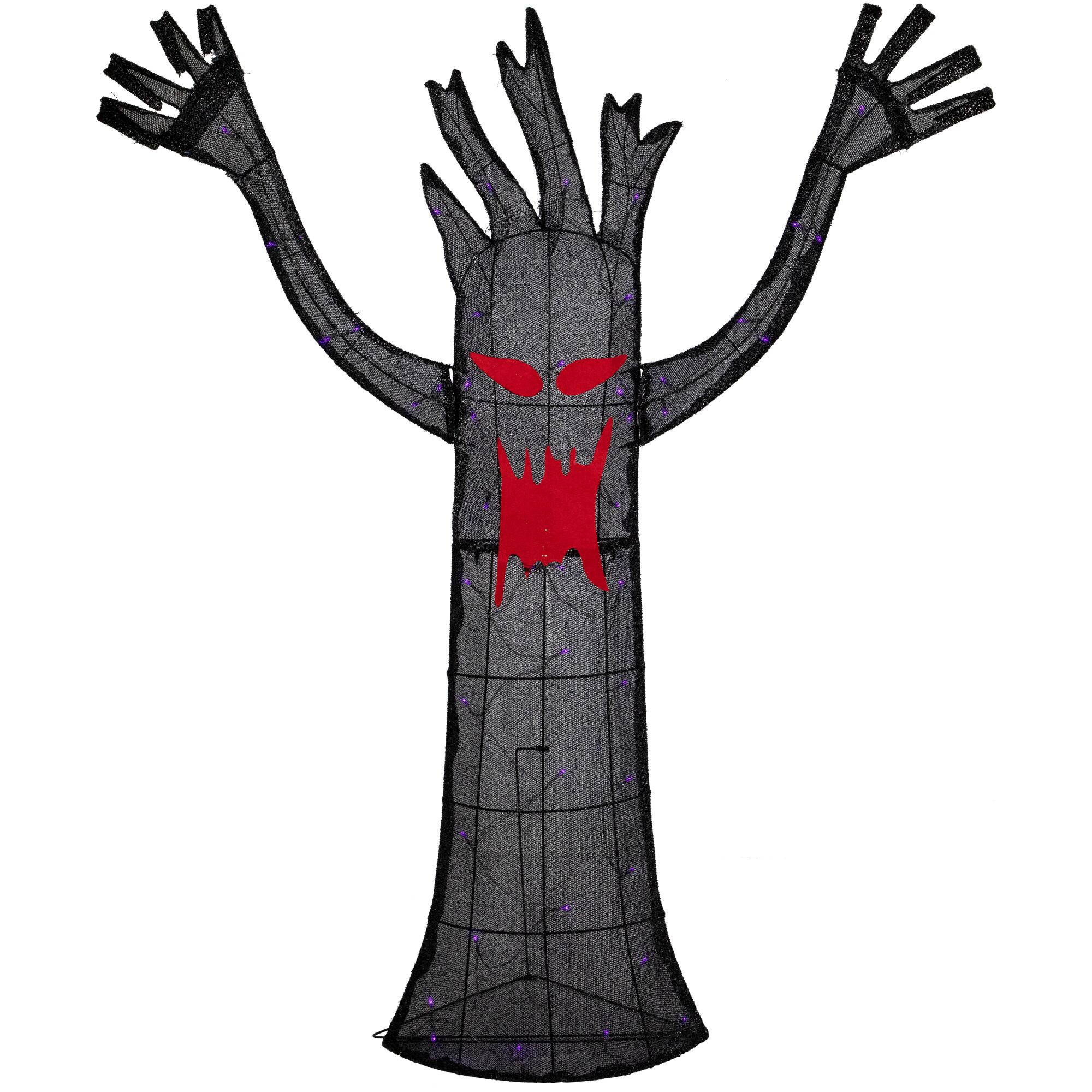 55" LED Lighted Black Terrifying Tree Outdoor Halloween Decoration