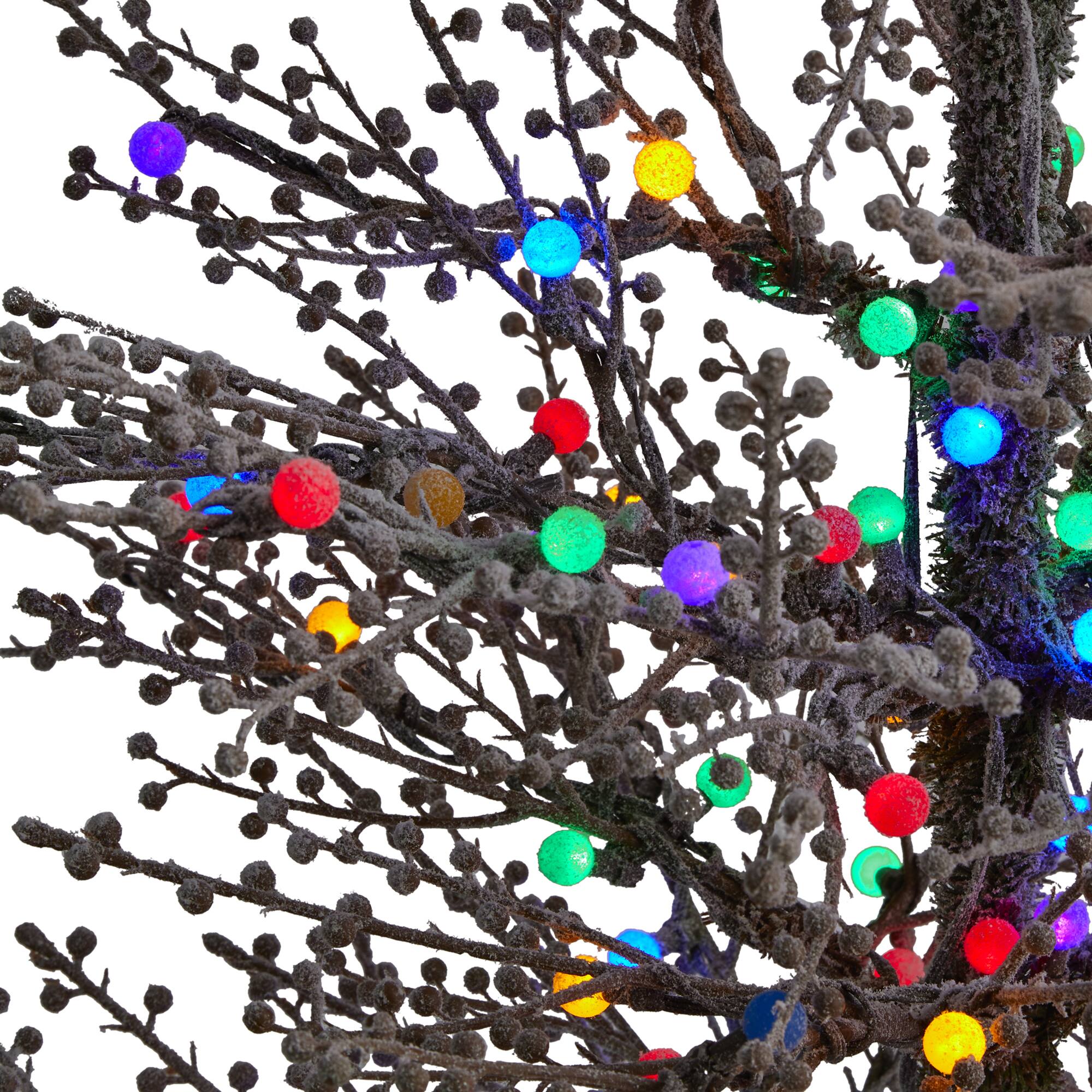 5ft. Pre-Lit Frosted Berry Twig Artificial Christmas Tree with Multicolored LED Lights 