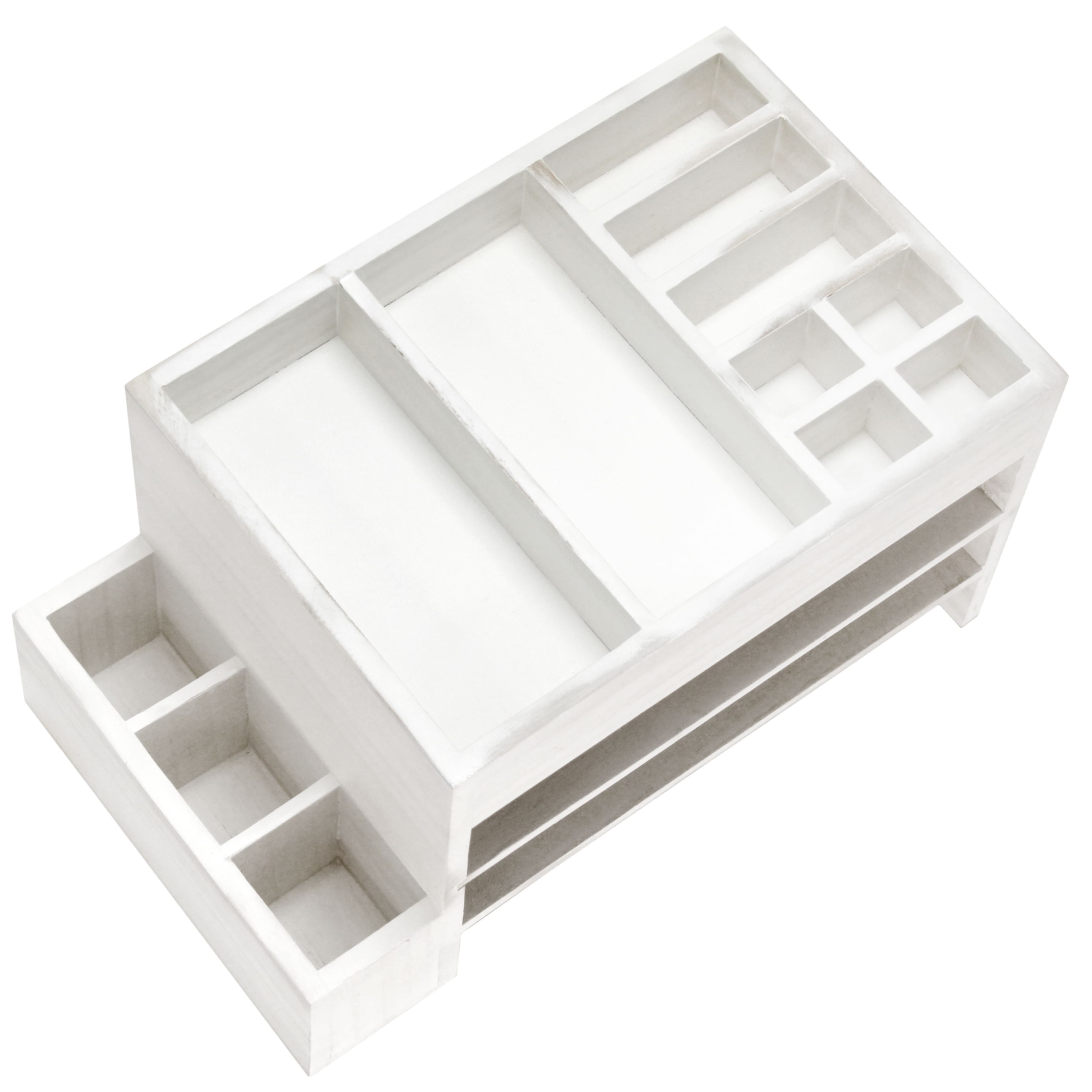 Elegant Designs Whitewash Wood Cubbies & Letter Tray Desk Organizer