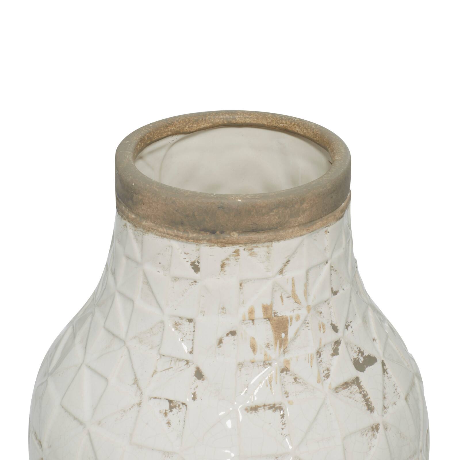 16&#x22; White Stoneware Coastal Style Vase