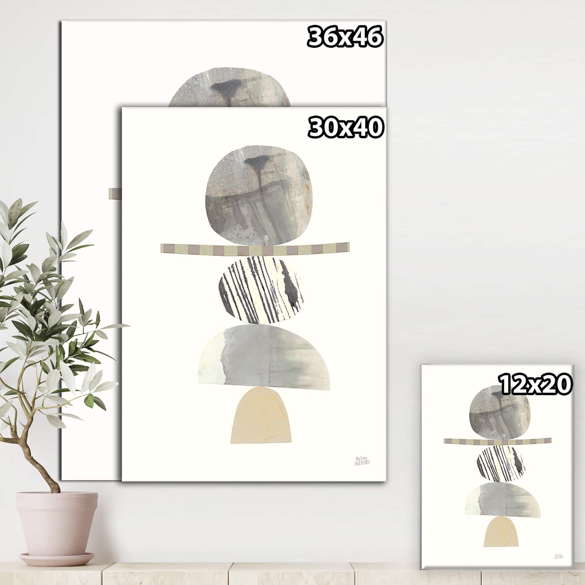 Designart - Geometric Balance Neutral I - Shabby Chic Canvas Art