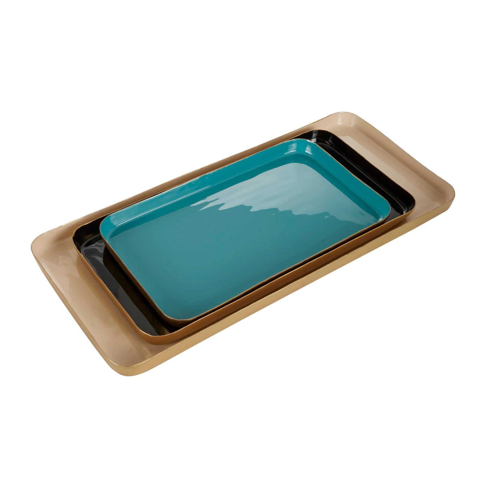 Multi Colored Metal Contemporary Tray Set | Michaels