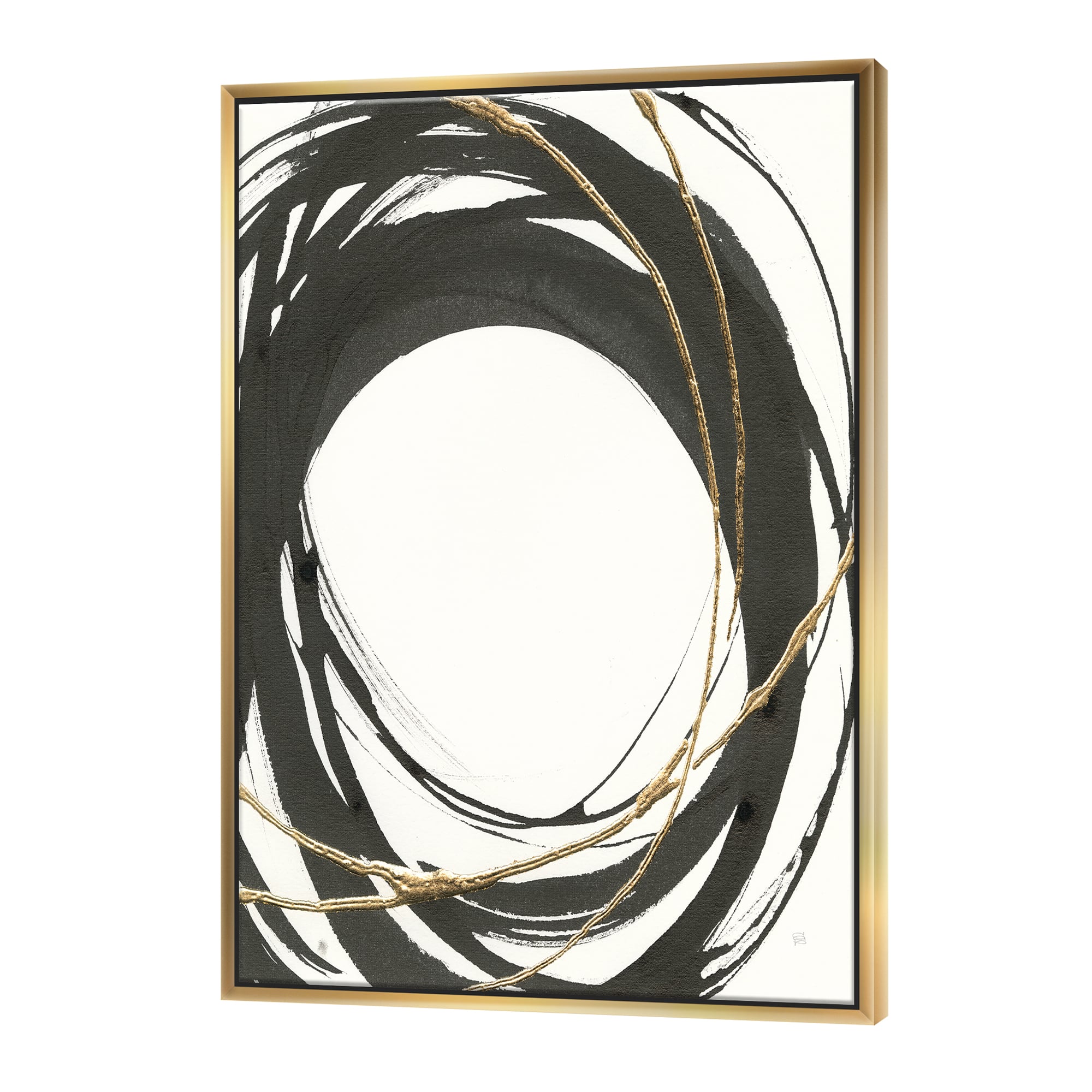 Designart - Gold Glamour Circle II - Posh &#x26; Luxe Canvas in Gold Frame