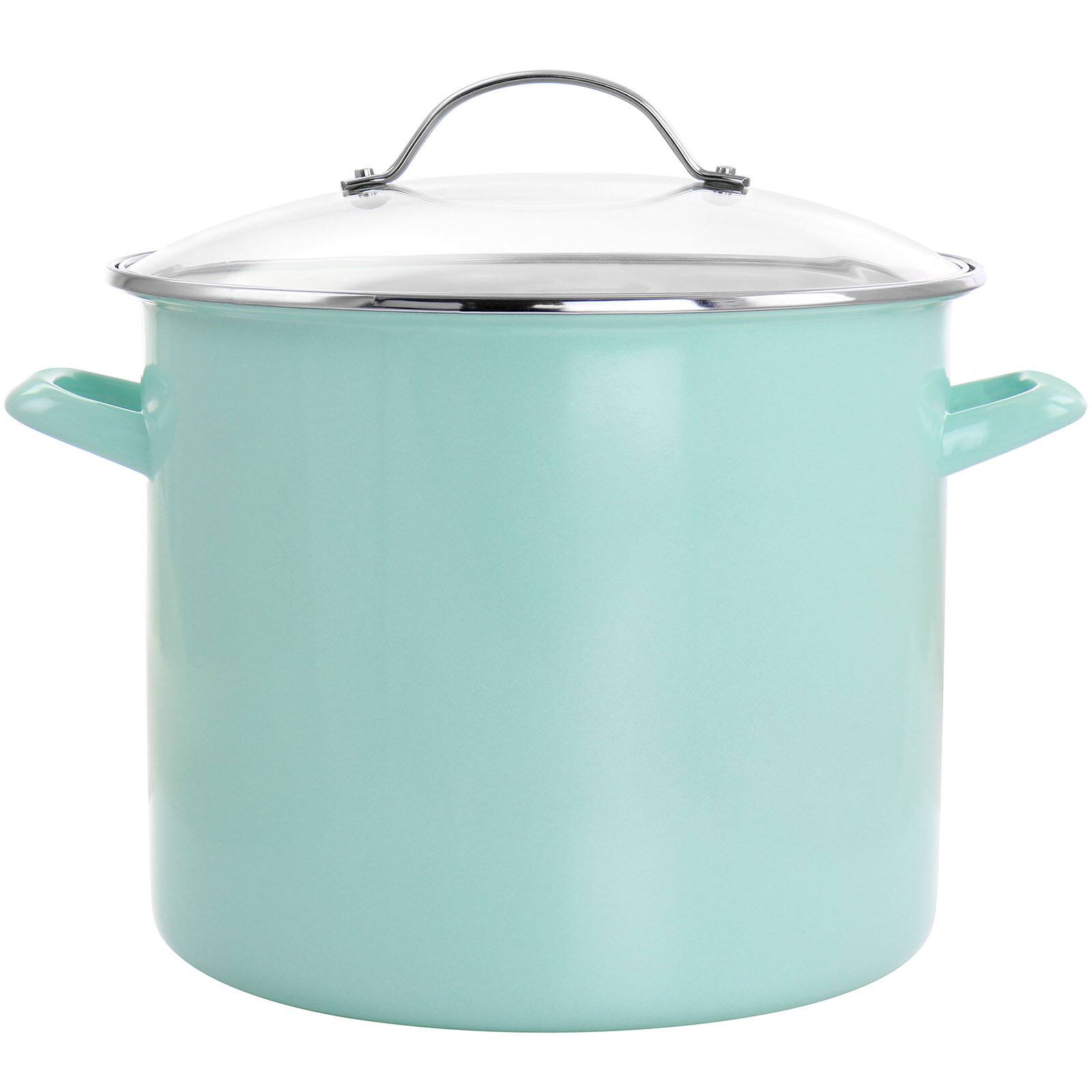 Martha Stewart 12qt. Turquoise Enamel On Steel Stock Pot With Glass Lid