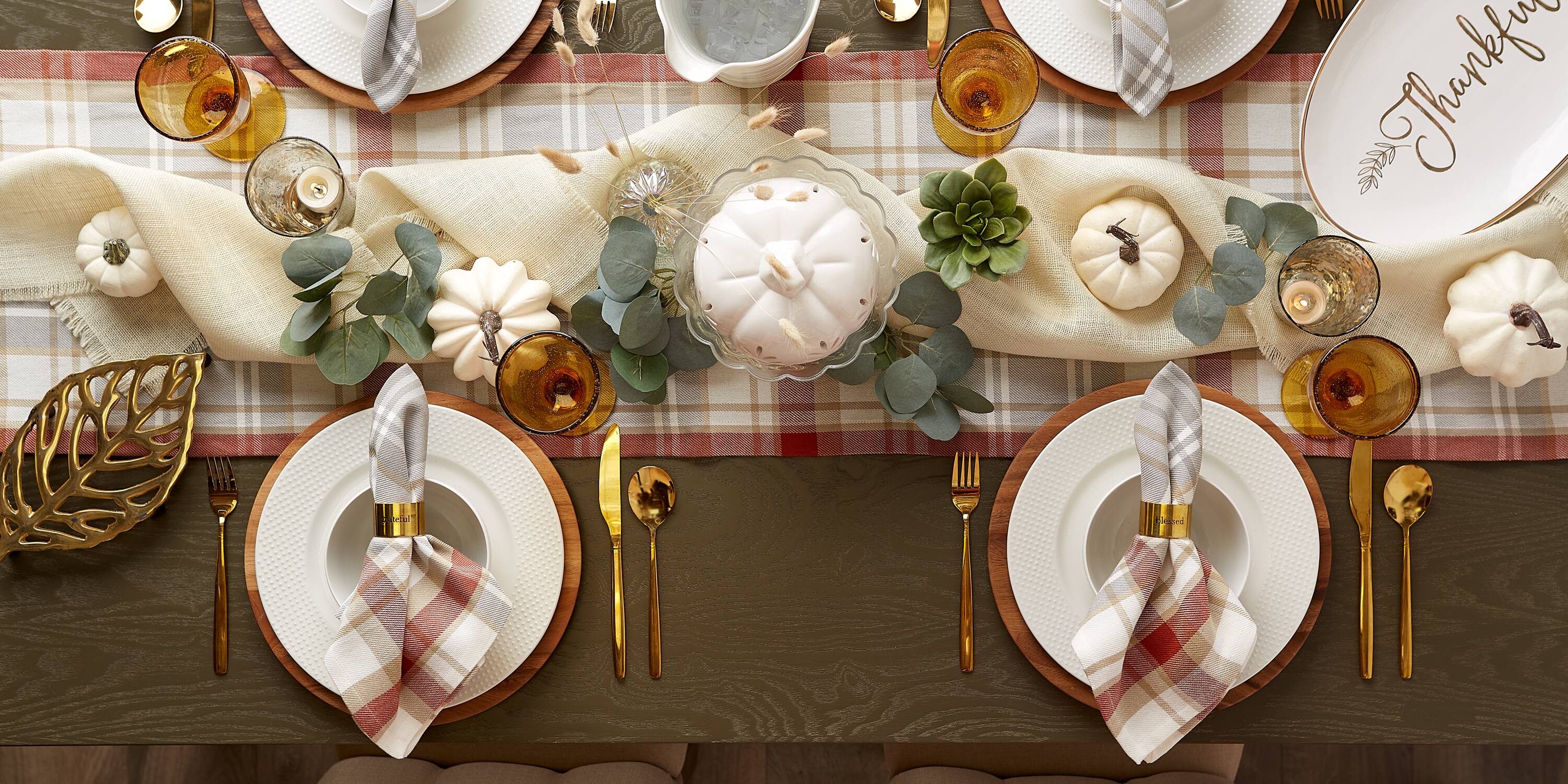 DII&#xAE; 108&#x22; Plaid Thanksgiving Cozy Picnic Table Runner