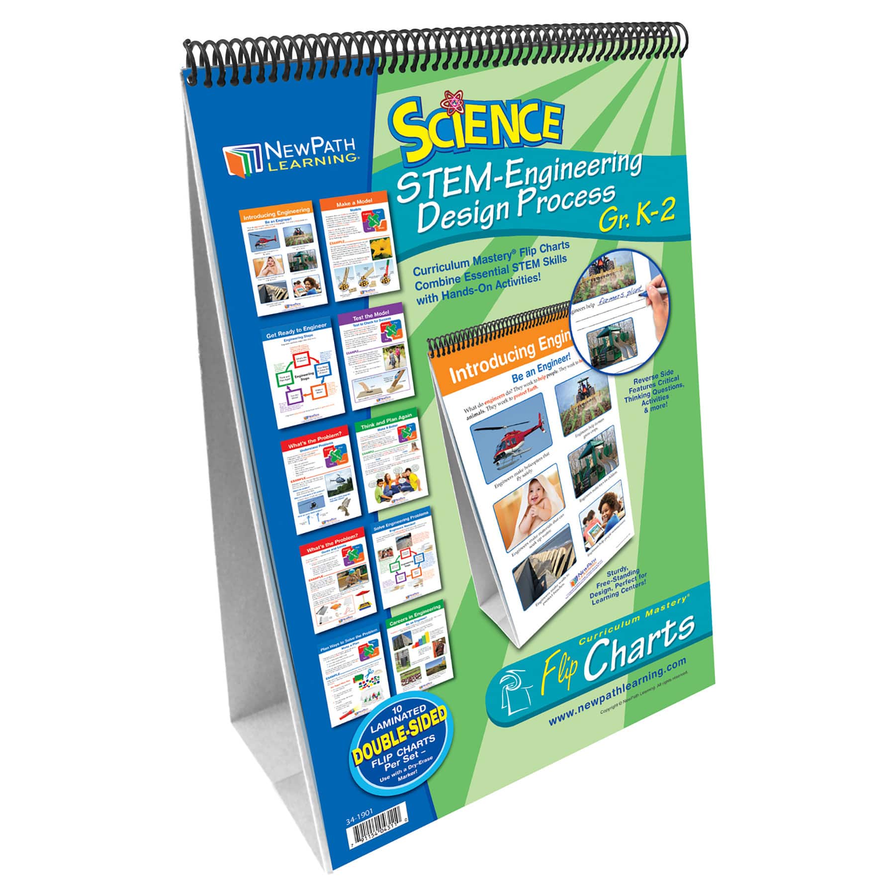 NewPath Learning® 12" x 18" STEM Engineering Design Process Flip Chart Set, Grades K-2