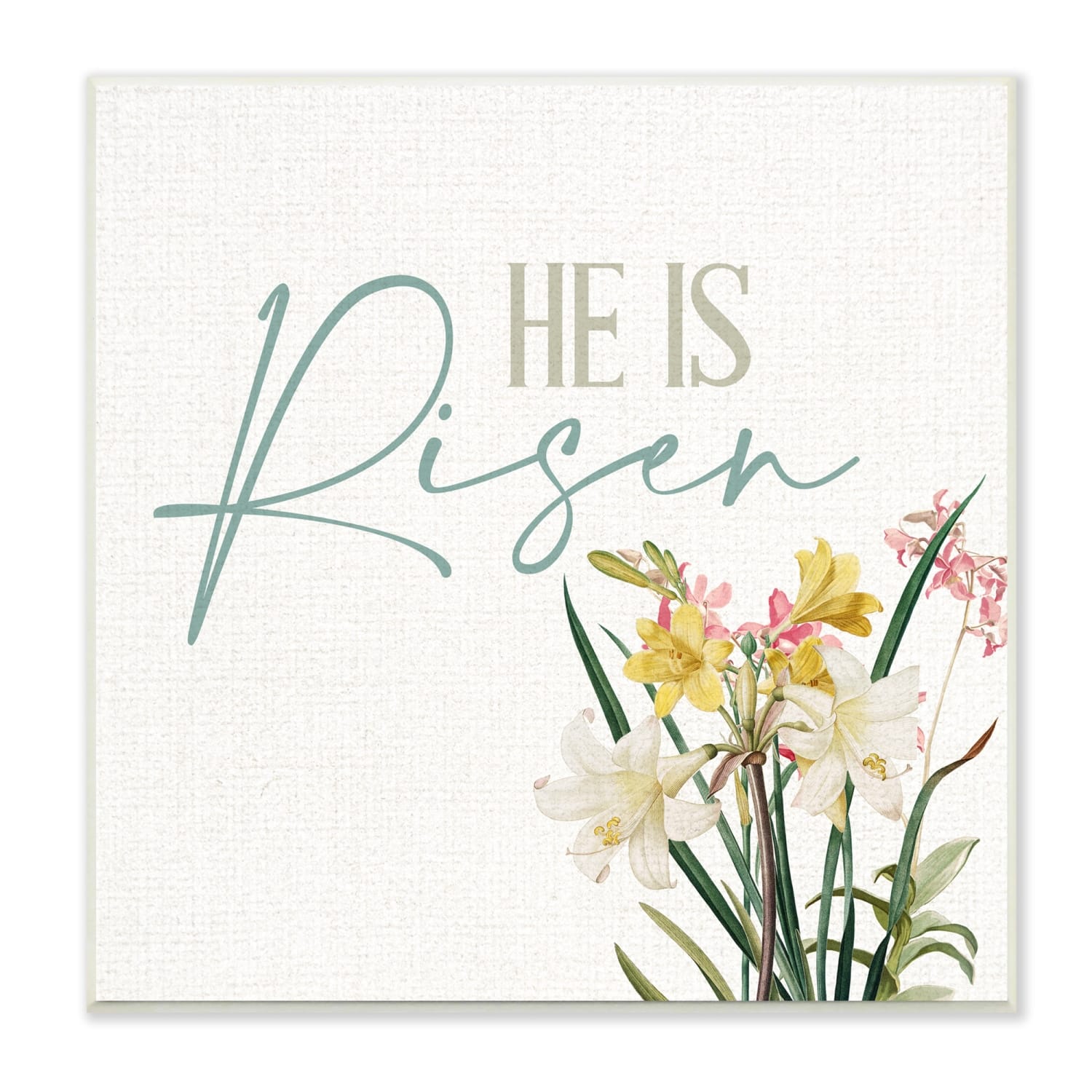 Stupell Industries He Is Risen Religious Easter Holiday Flower Blossoms Wall Plaque Art