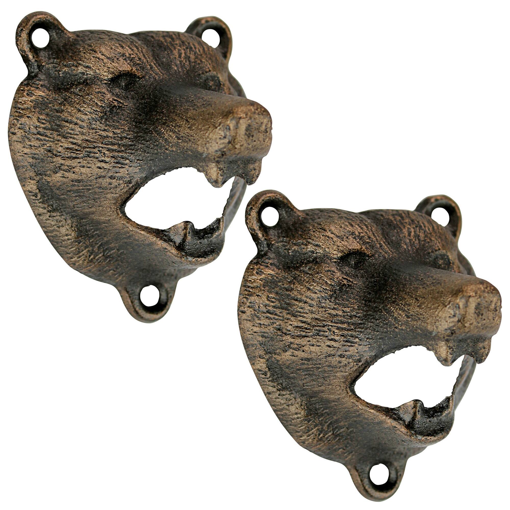 Design Toscano 3.5&#x22; Grizzly Bear of the Woods Cast Iron Bottle Opener, 2ct.