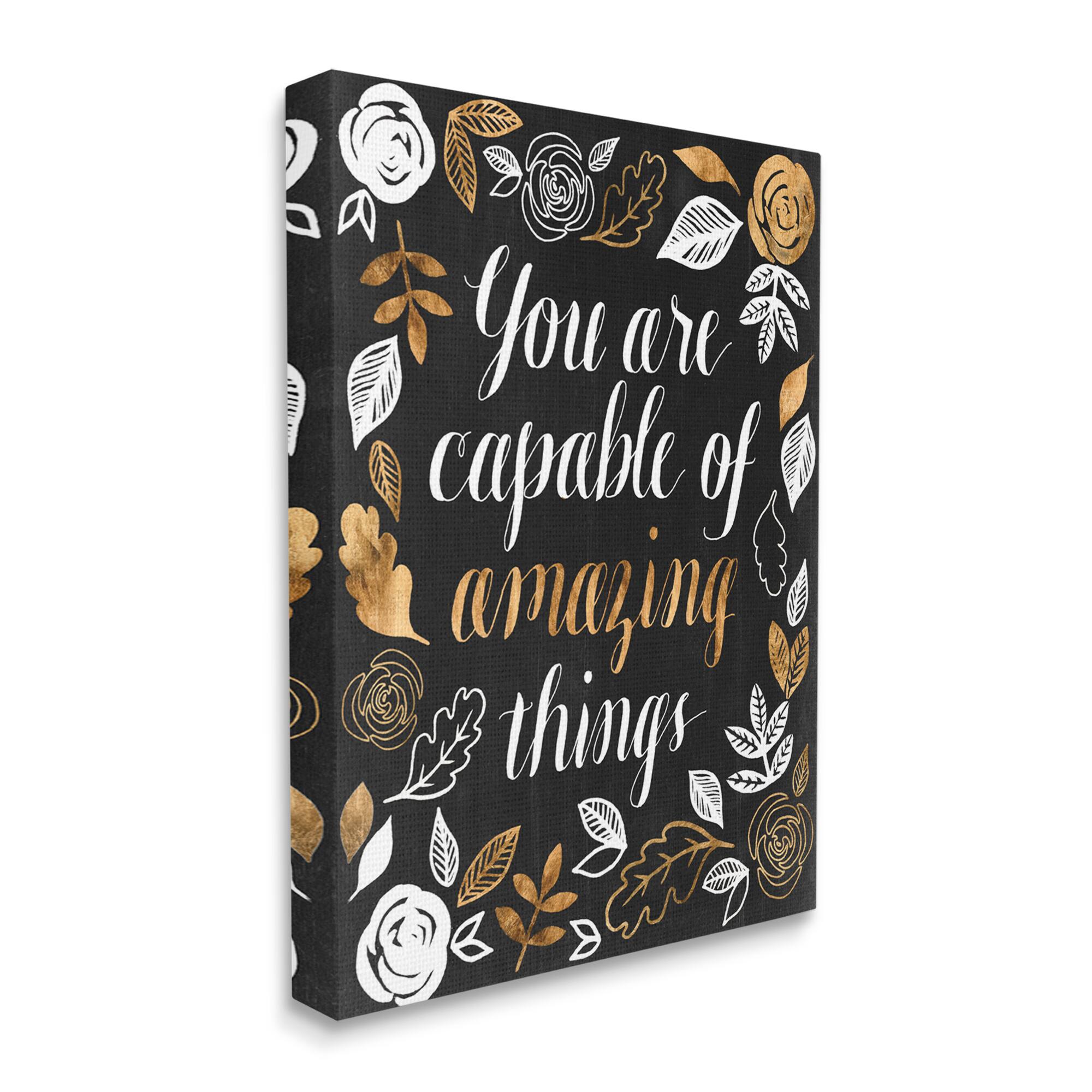 Stupell Industries Capable of Amazing Things Encouragement Autumn Floral Canvas Wall Art