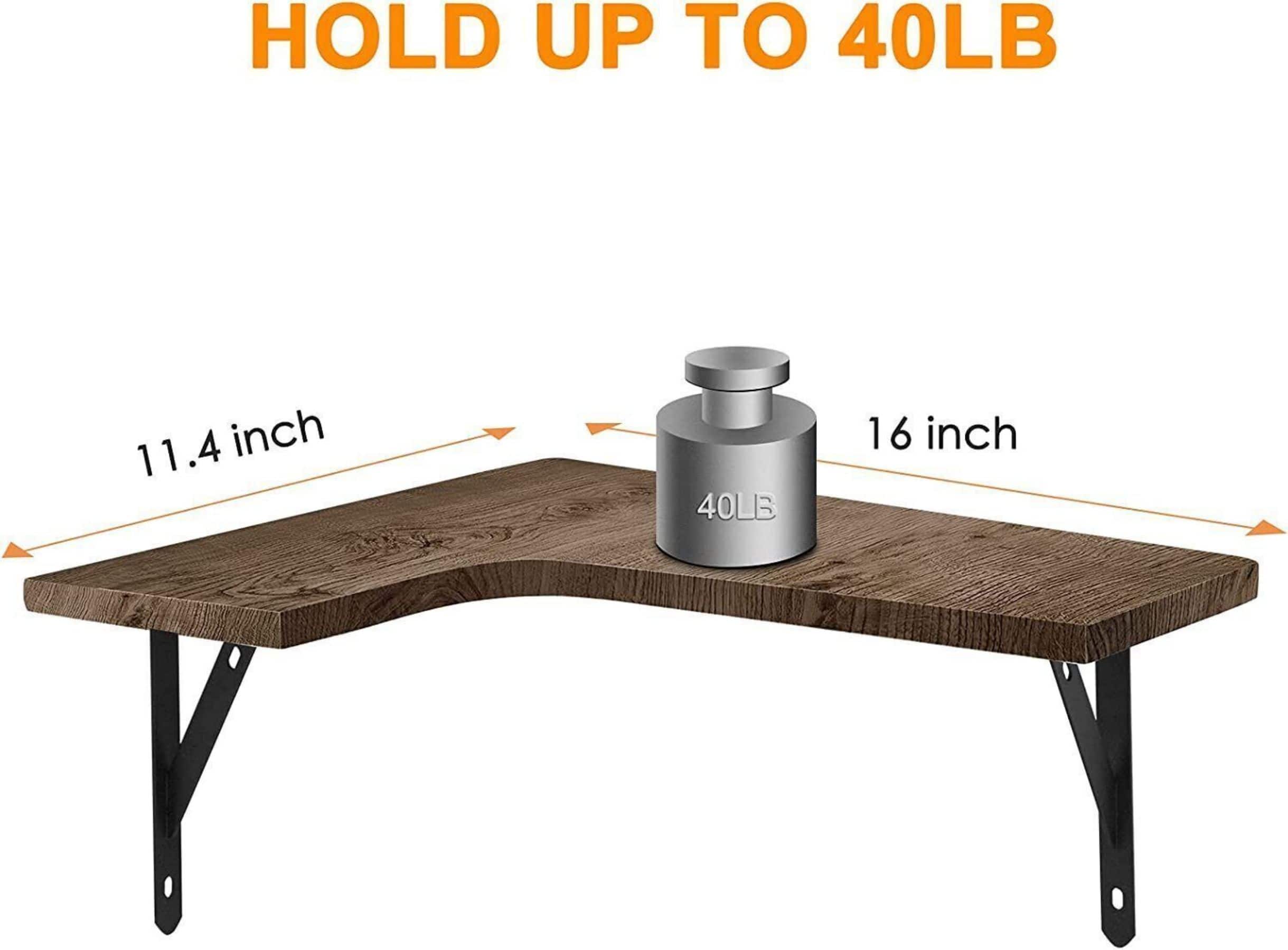 Brown Rustic Floating Corner Storage Shelf Set