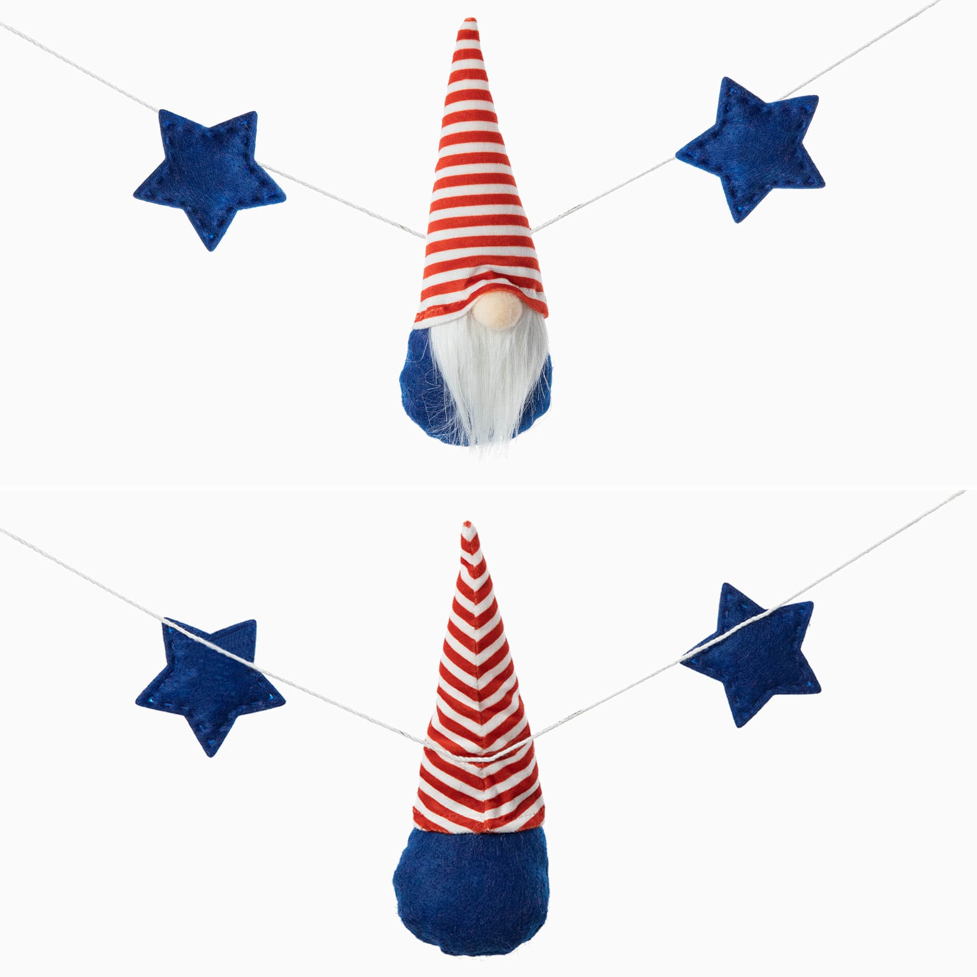 Glitzhome&#xAE; 6ft. Patriotic Fabric Gnome Garland
