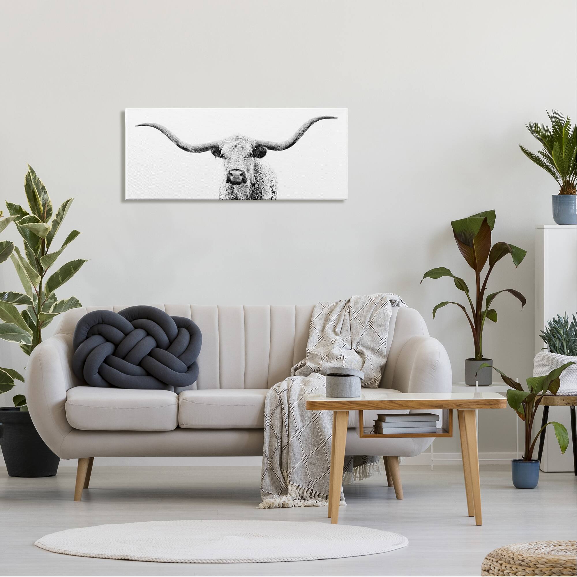 Stupell Industries Longhorn Cattle Gazing Modern Photography Canvas Wall Art
