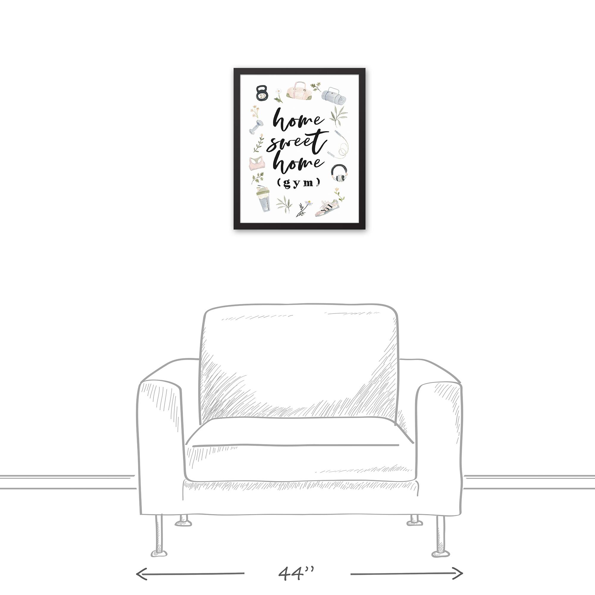 Home Sweet Home Gym 16&#x22; x 20&#x22; Black Framed Canvas